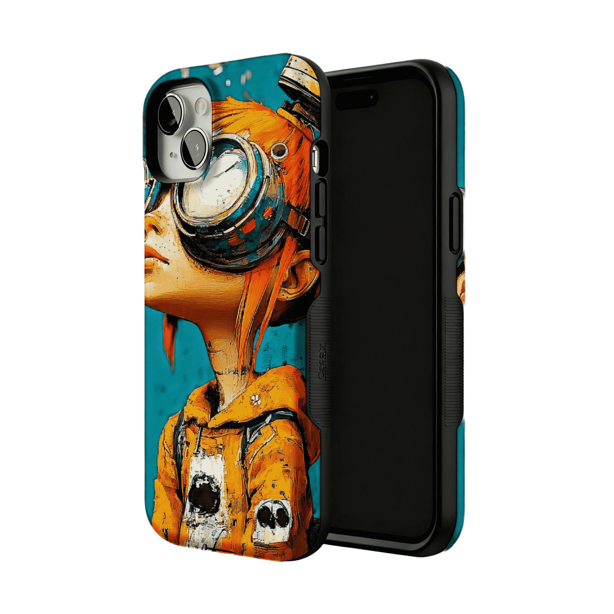 Vintage Impasto Steampunk Pilot Girl Oil Art iPhone Protective Cover