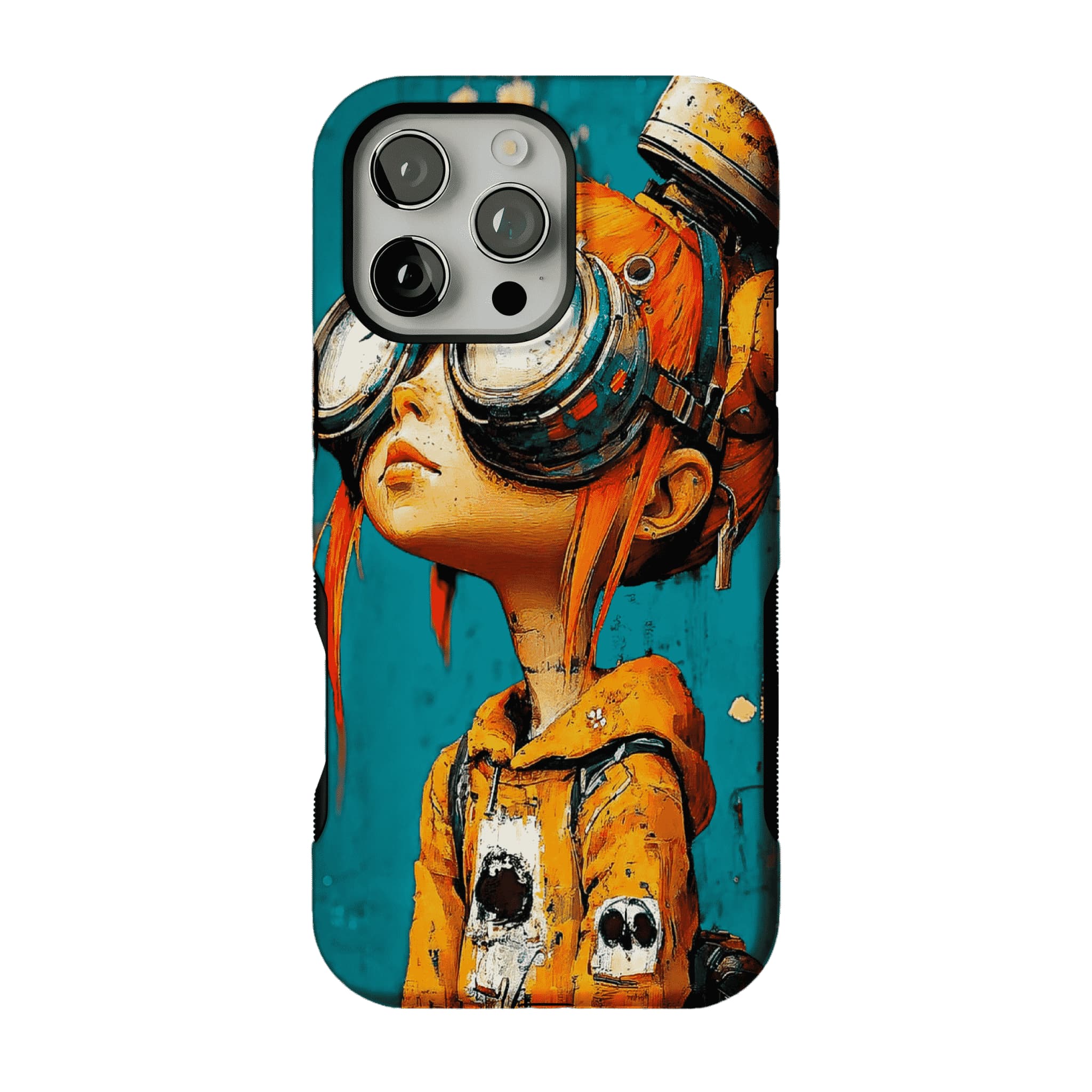 Vintage Impasto Steampunk Pilot Girl Oil Art iPhone Protective Cover