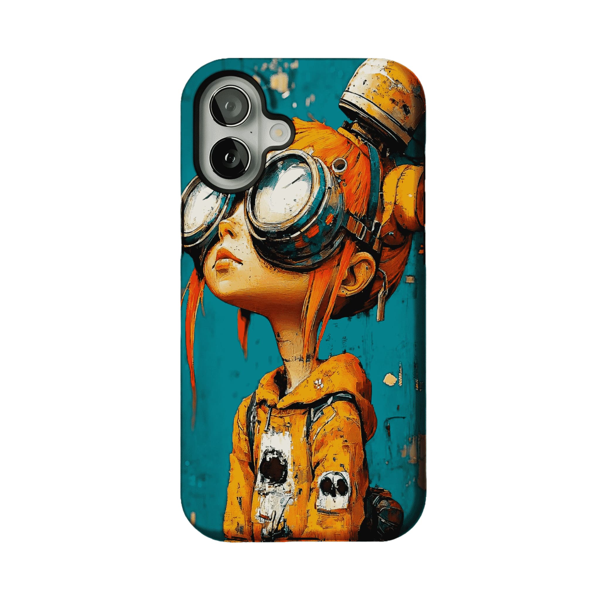 Vintage Impasto Steampunk Pilot Girl Oil Art iPhone Protective Cover
