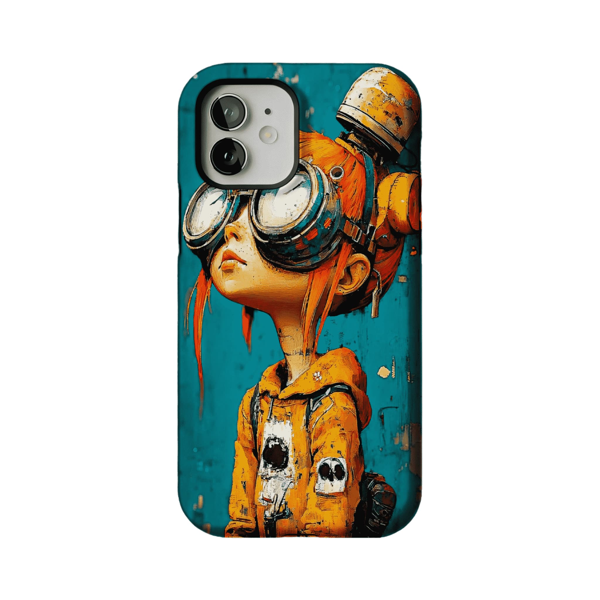 Vintage Impasto Steampunk Pilot Girl Oil Art iPhone Protective Cover