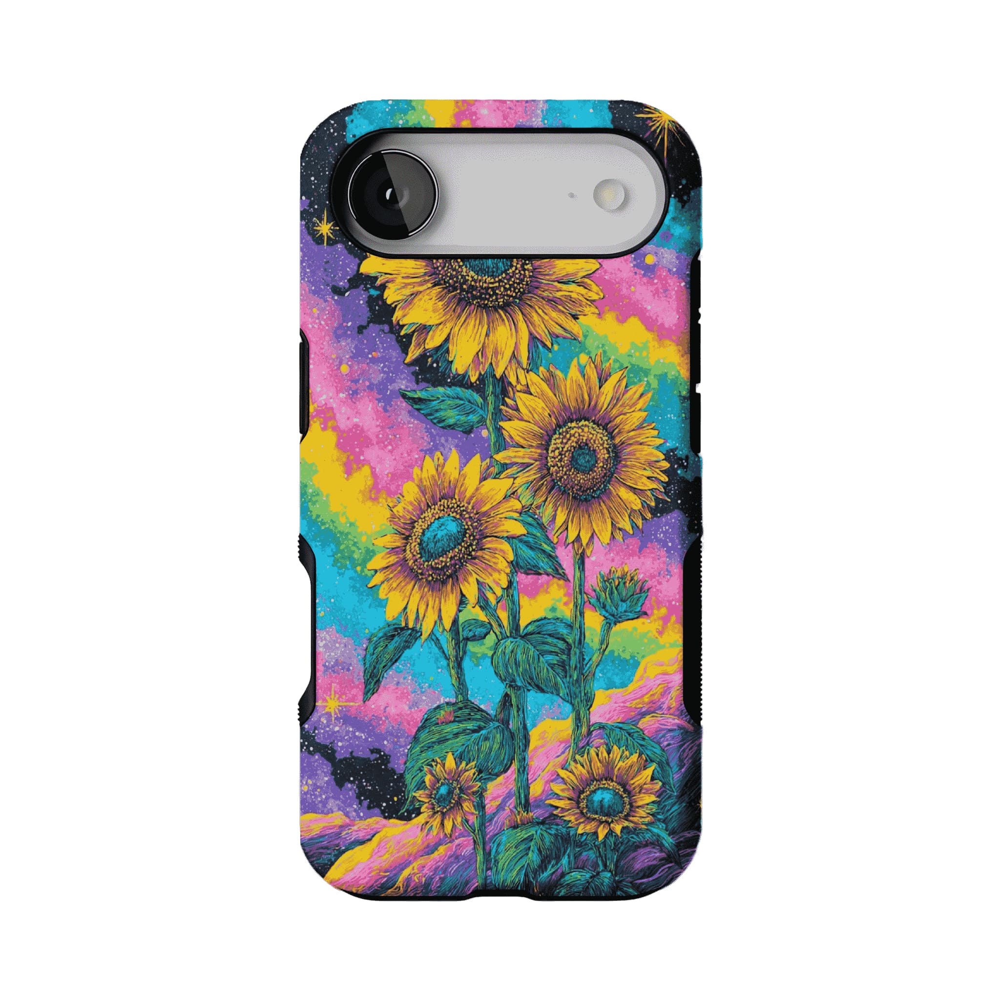 Psychedelic Rainbow Galaxy Sunflower Shockproof Anti-slip iPhone Case