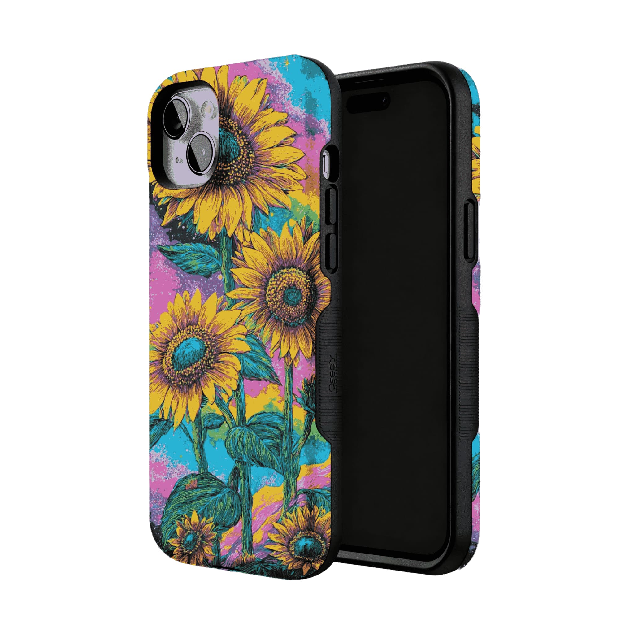 Psychedelic Rainbow Galaxy Sunflower Shockproof Anti-slip iPhone Case