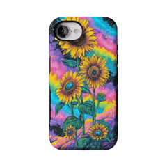Psychedelic Rainbow Galaxy Sunflower Shockproof Anti-slip iPhone Case