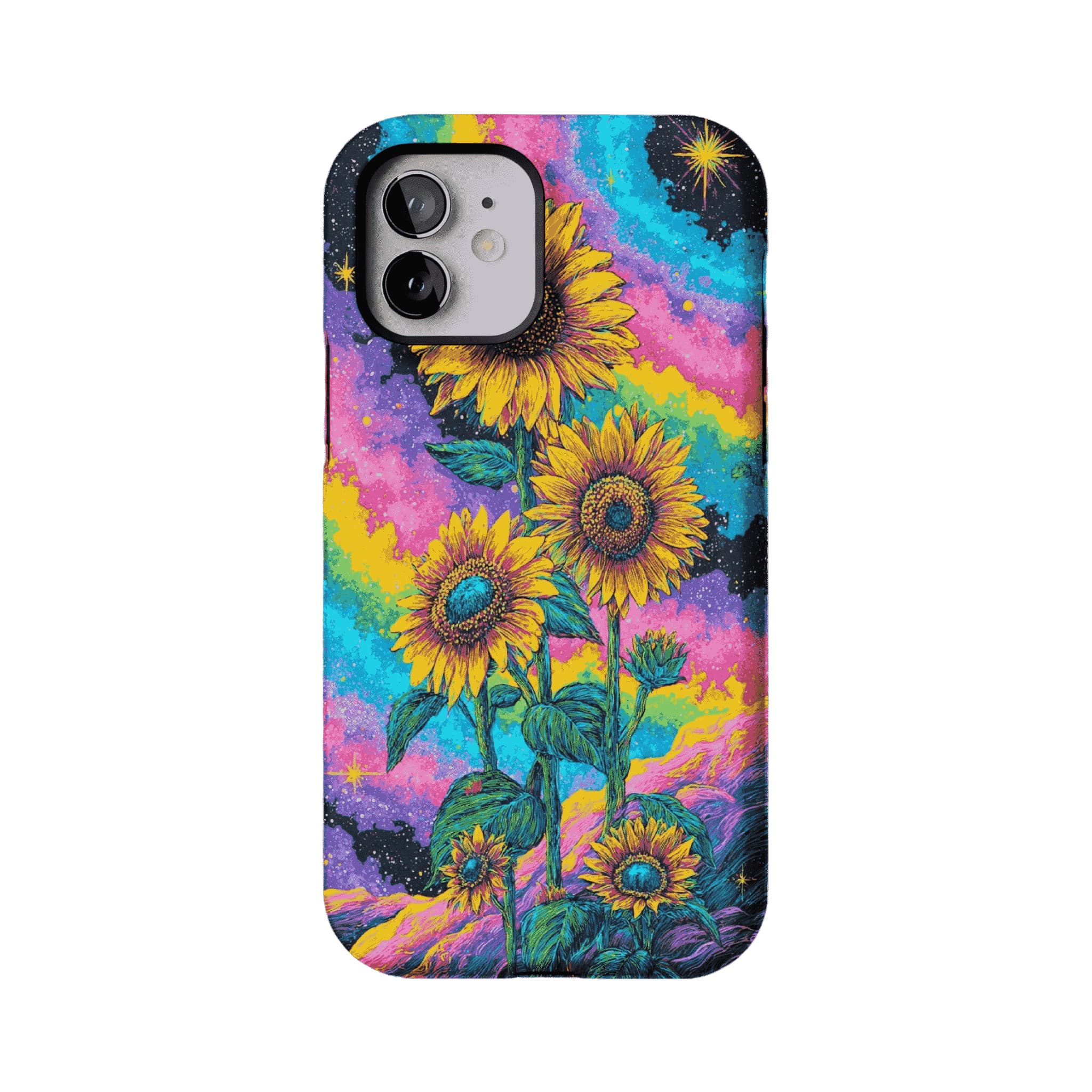 Psychedelic Rainbow Galaxy Sunflower Shockproof Anti-slip iPhone Case