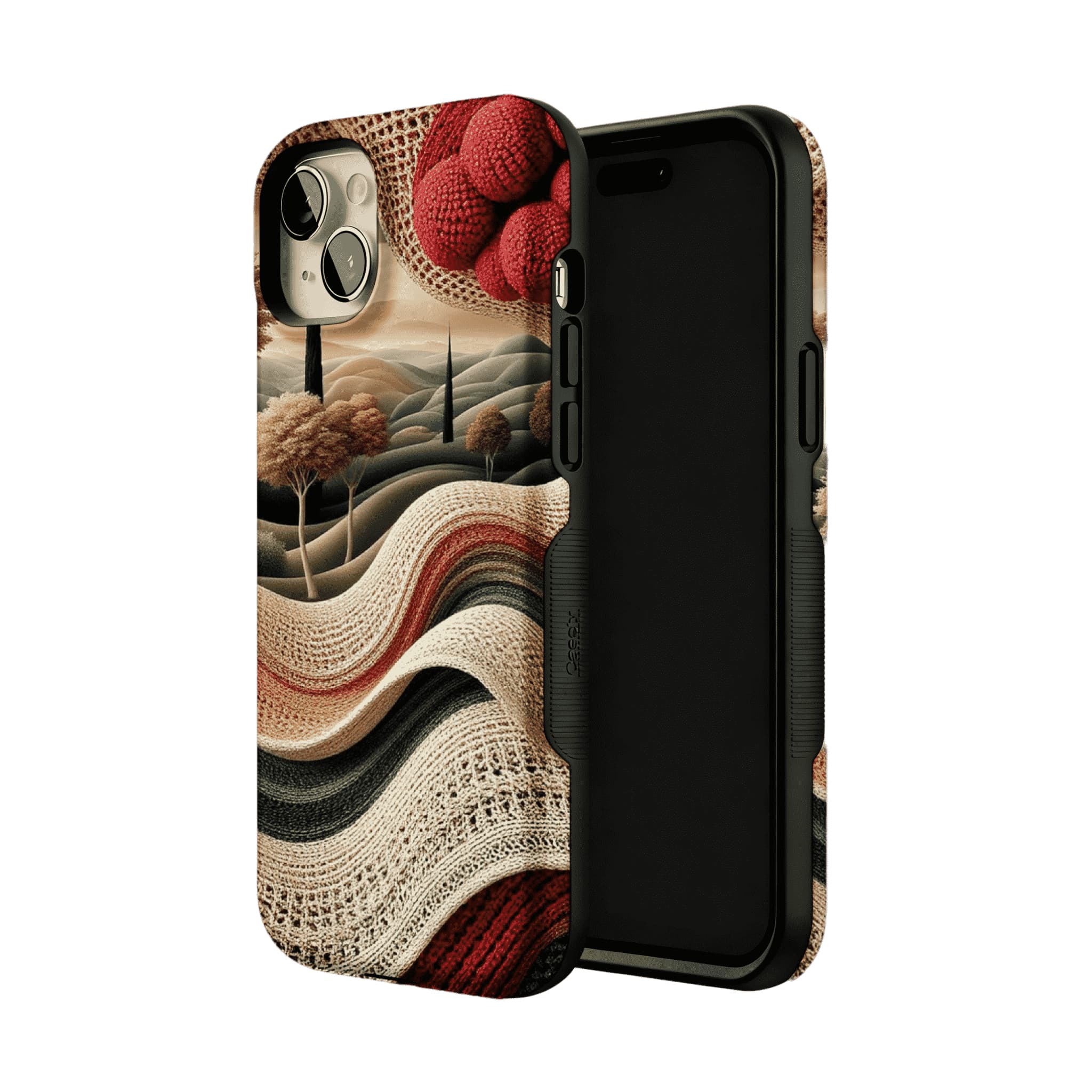 Vintage Crochet Knit Landscape Forest Nature Art iPhone Cover