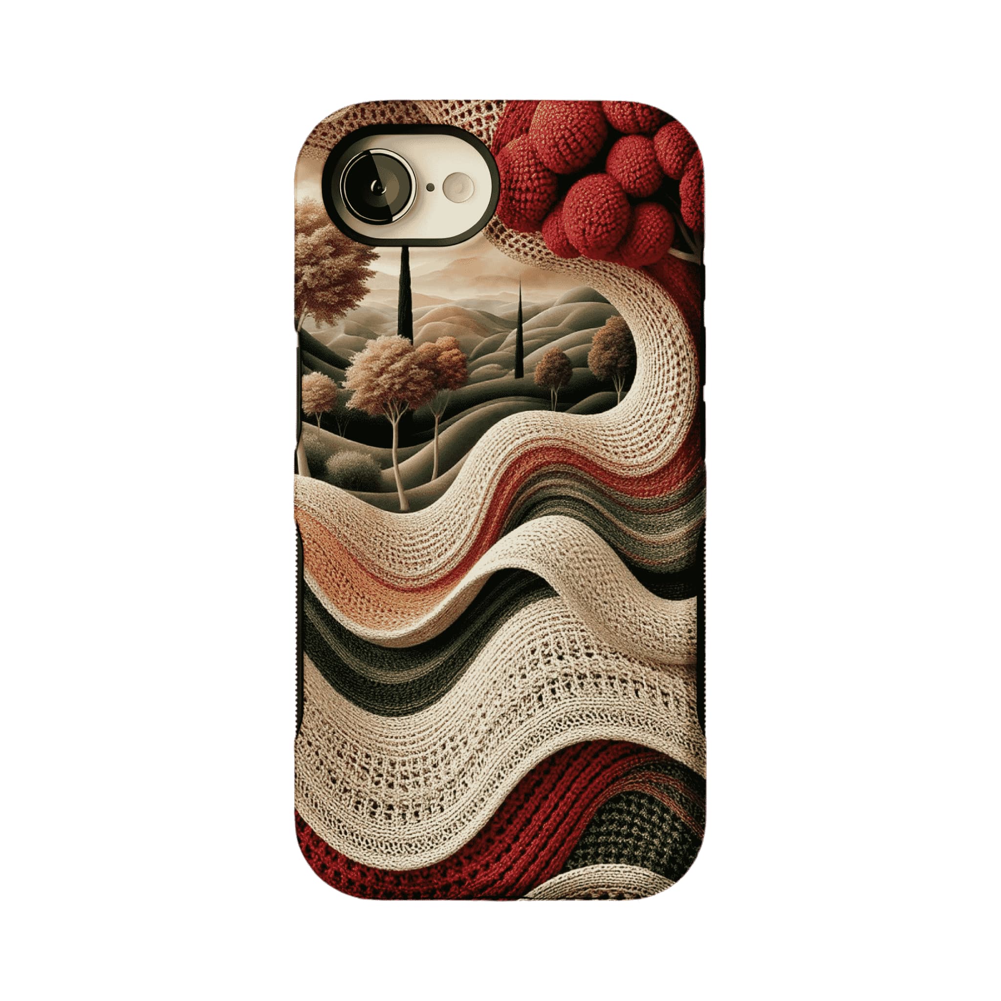 Vintage Crochet Knit Landscape Forest Nature Art iPhone Cover