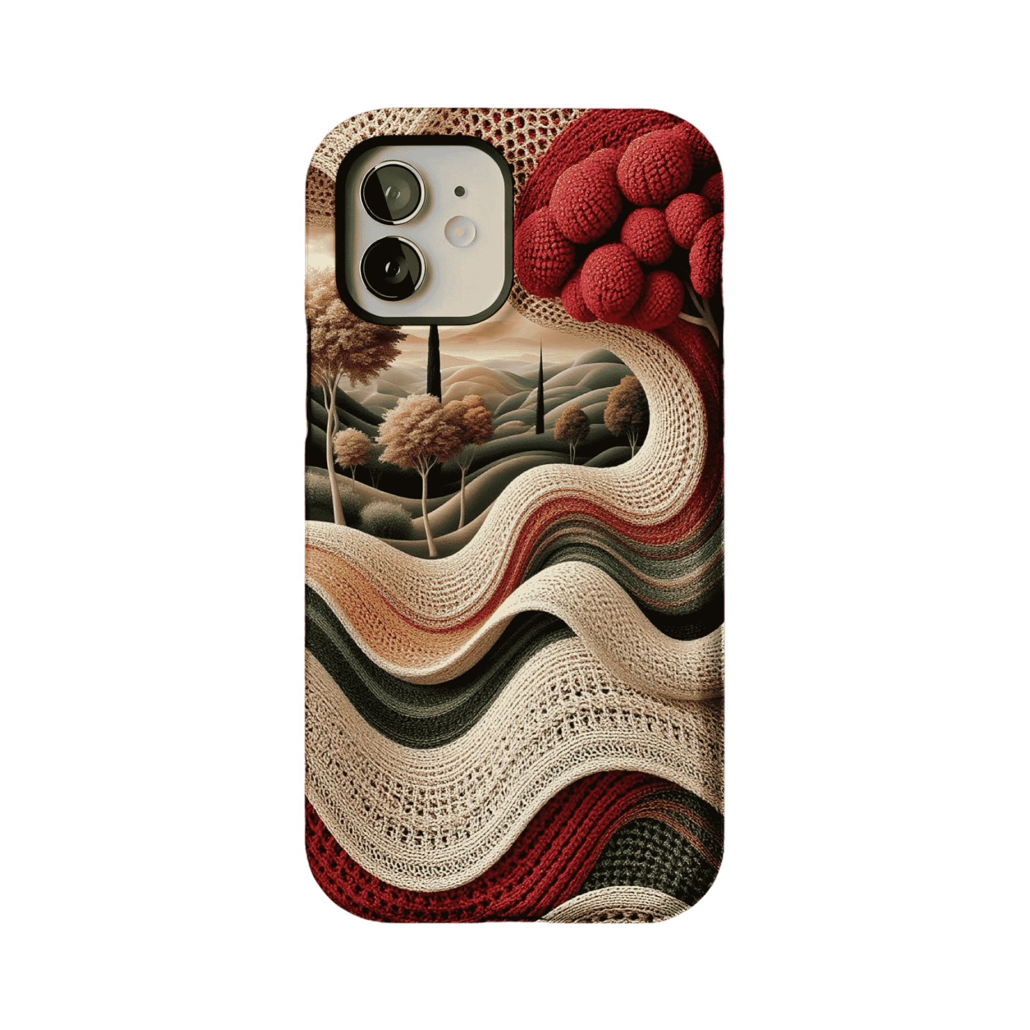 Vintage Crochet Knit Landscape Forest Nature Art iPhone Cover