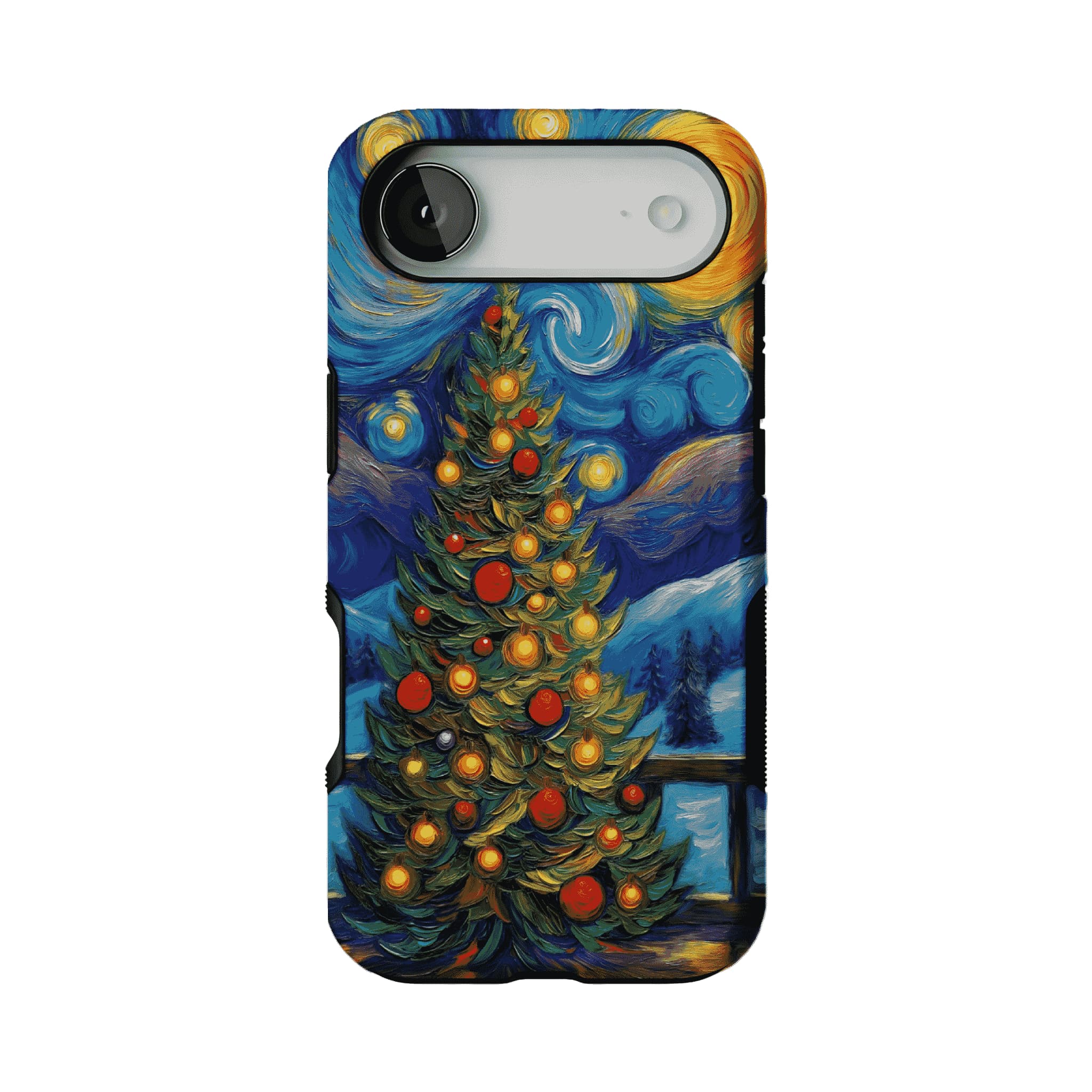 Starry Night Christmas Tree Oil Phone Case, Shockproof Anti-slip iPhone Cover