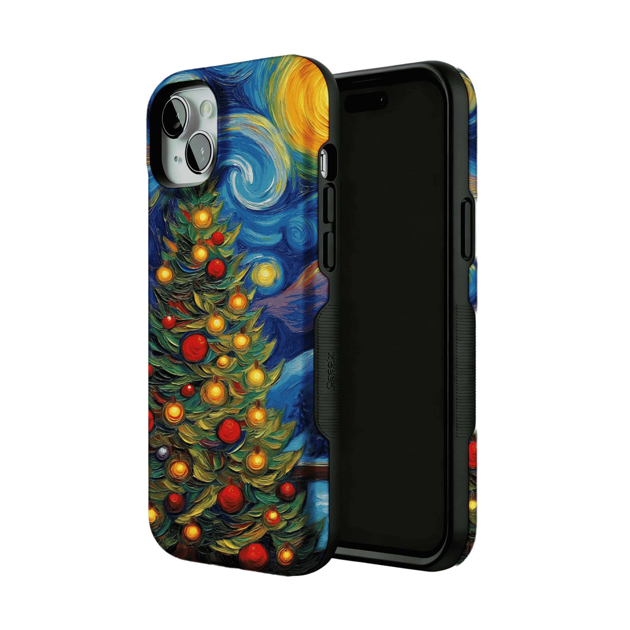 Starry Night Christmas Tree Oil Phone Case, Shockproof Anti-slip iPhone Cover