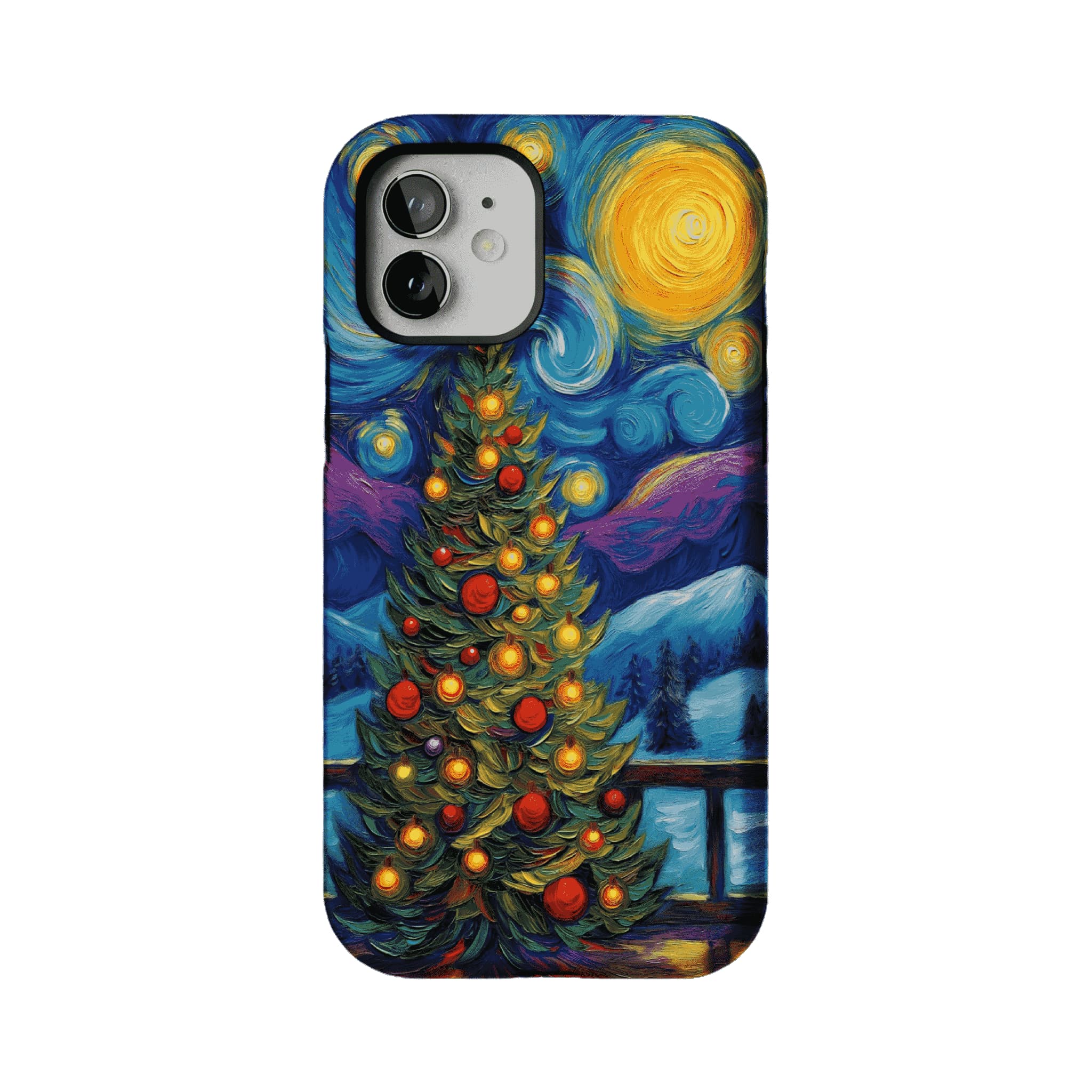 Starry Night Christmas Tree Oil Phone Case, Shockproof Anti-slip iPhone Cover