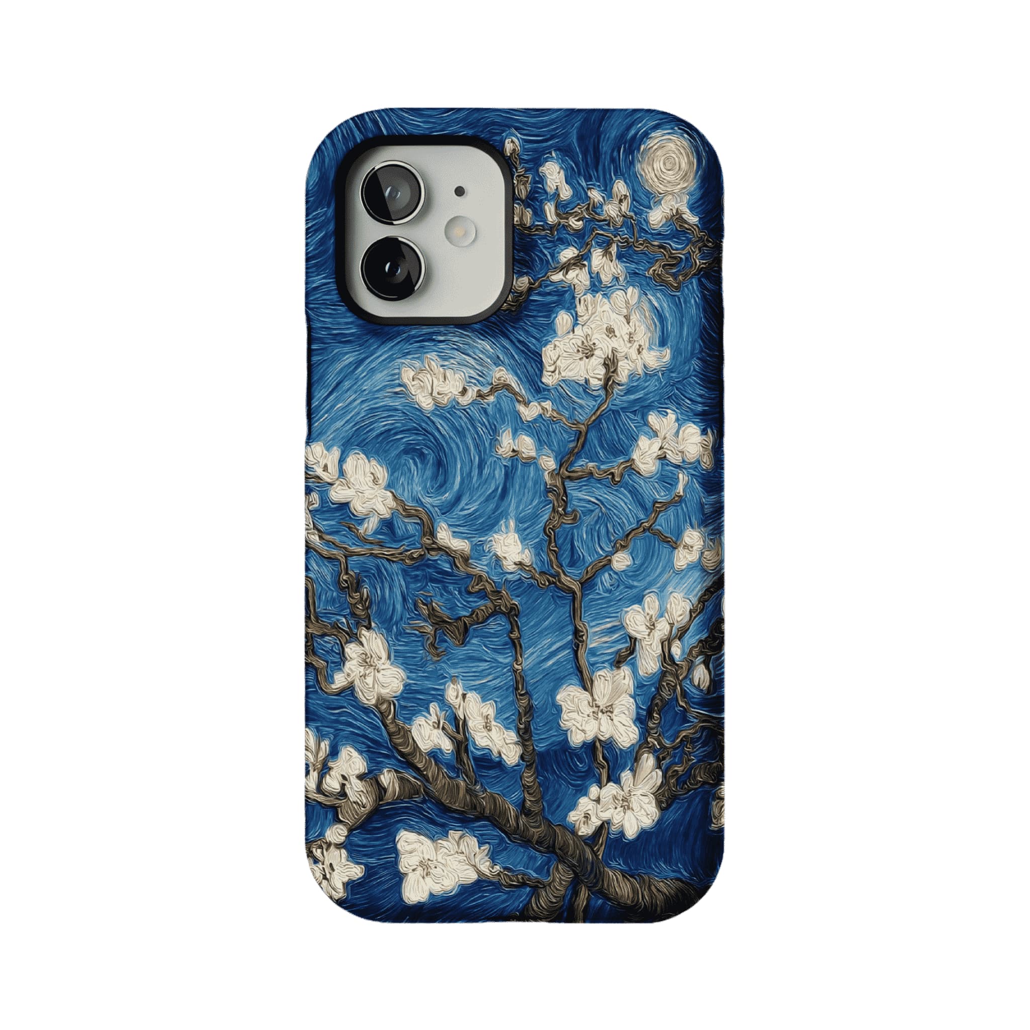 Deep Blue Swirl Texture Almond Blossom Oil Art Shockproof iPhone Case