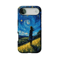Starry Sky Field Girl Oil Phone Case, Shockproof Anti-slip iPhone Cover