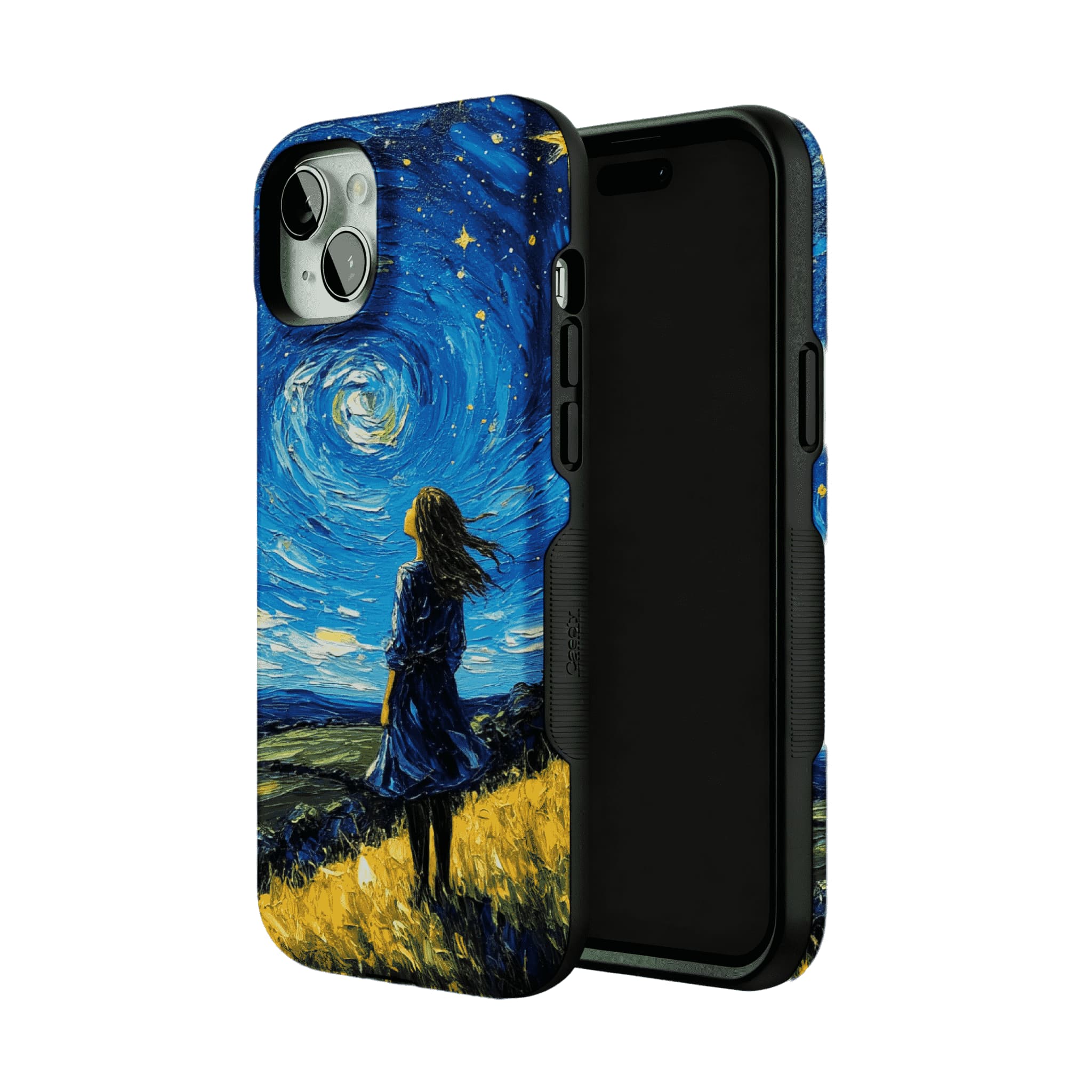 Starry Sky Field Girl Oil Phone Case, Shockproof Anti-slip iPhone Cover