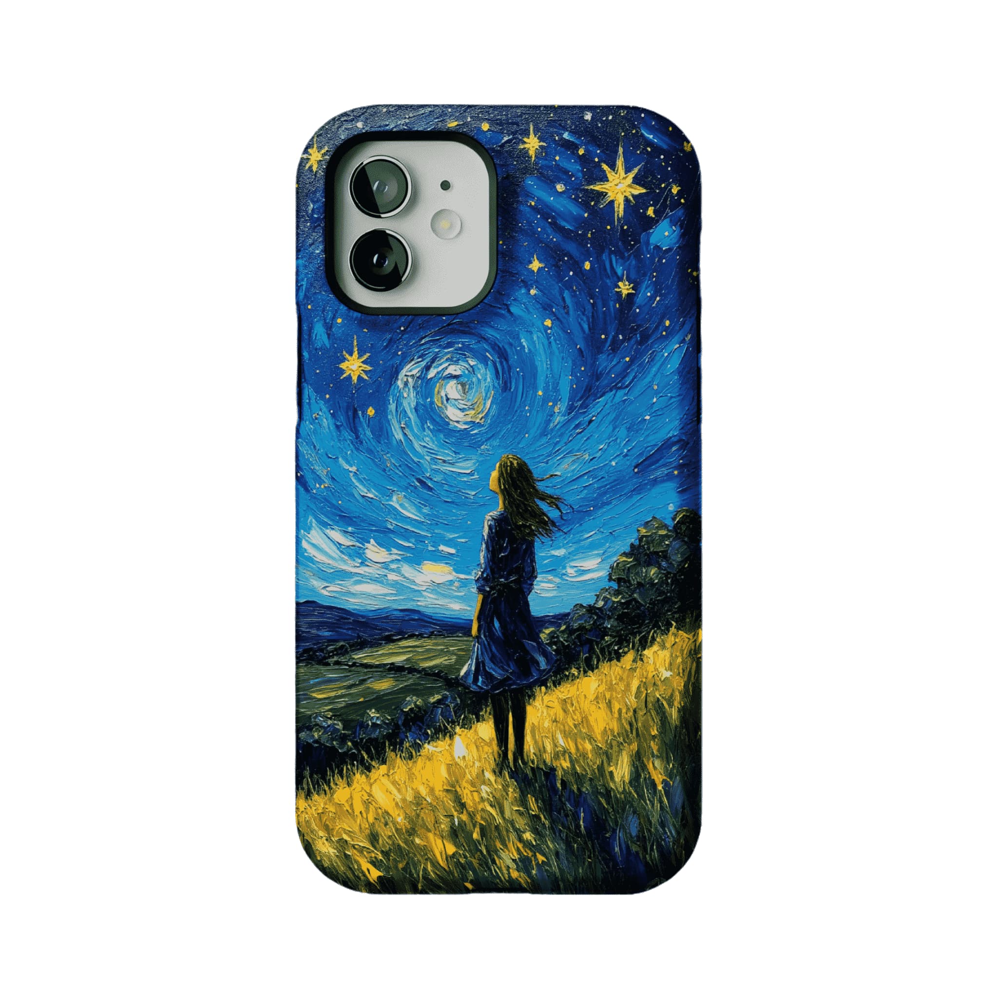 Starry Sky Field Girl Oil Phone Case, Shockproof Anti-slip iPhone Cover