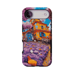 Cartoon Cottage Purple Flower Farm Art Shockproof iPhone Case