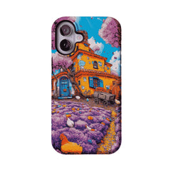 Cartoon Cottage Purple Flower Farm Art Shockproof iPhone Case