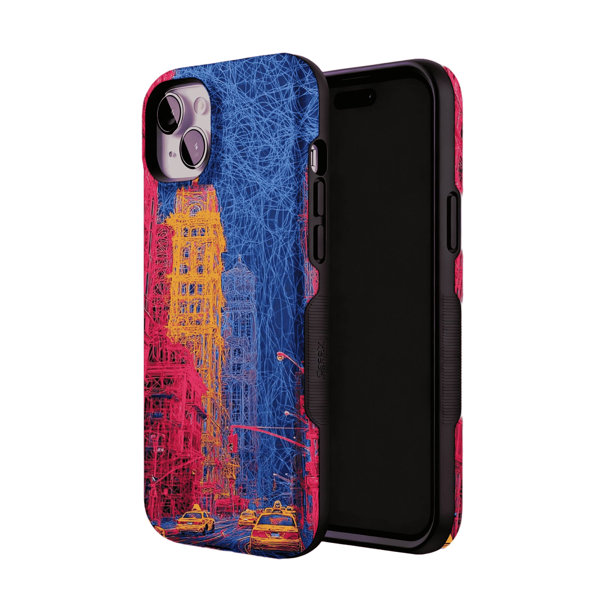 Red Blue Neon Line New York City Shockproof Anti-slip iPhone Case