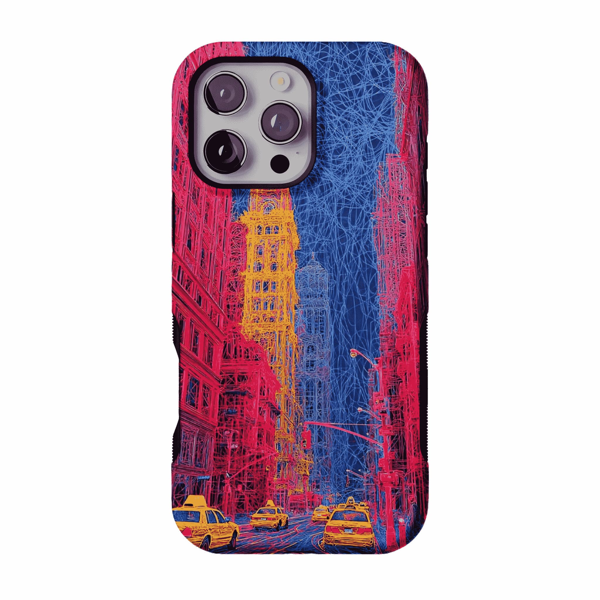 Red Blue Neon Line New York City Shockproof Anti-slip iPhone Case