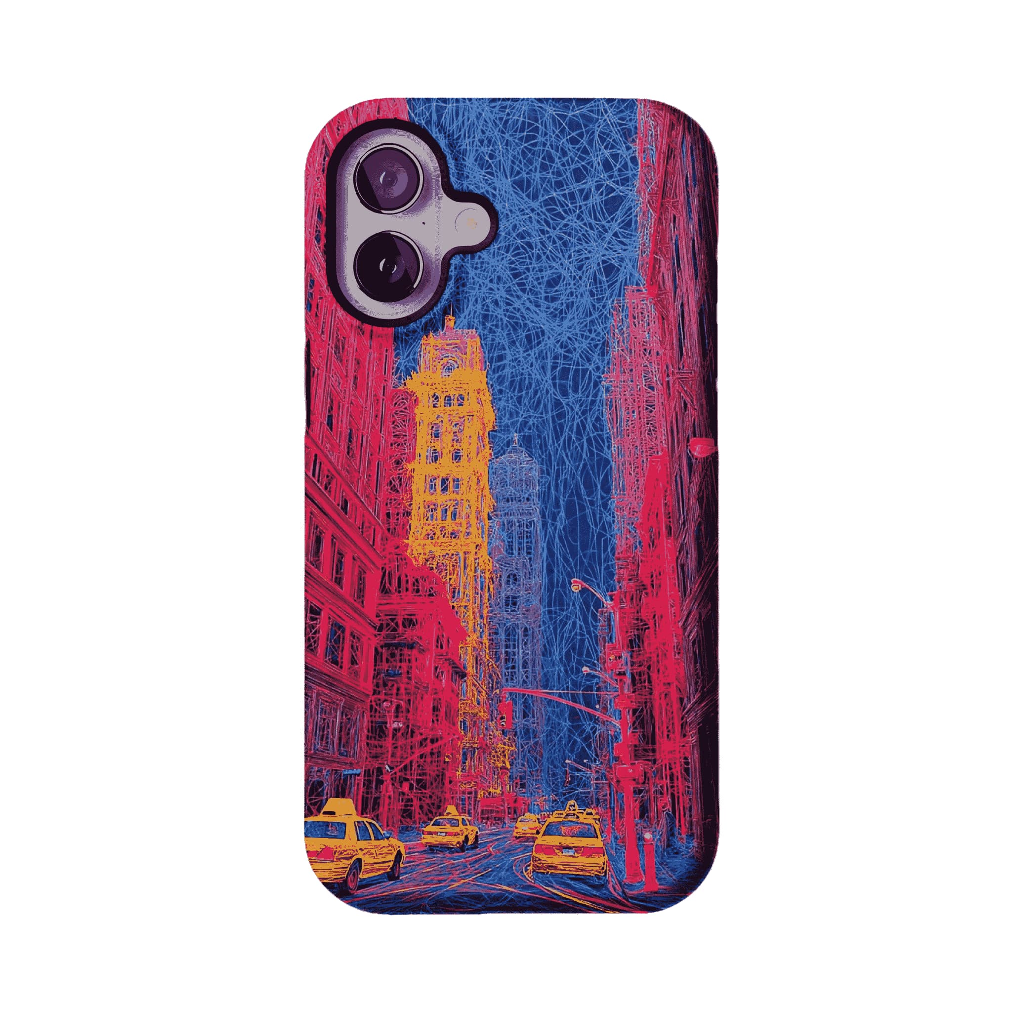 Red Blue Neon Line New York City Shockproof Anti-slip iPhone Case