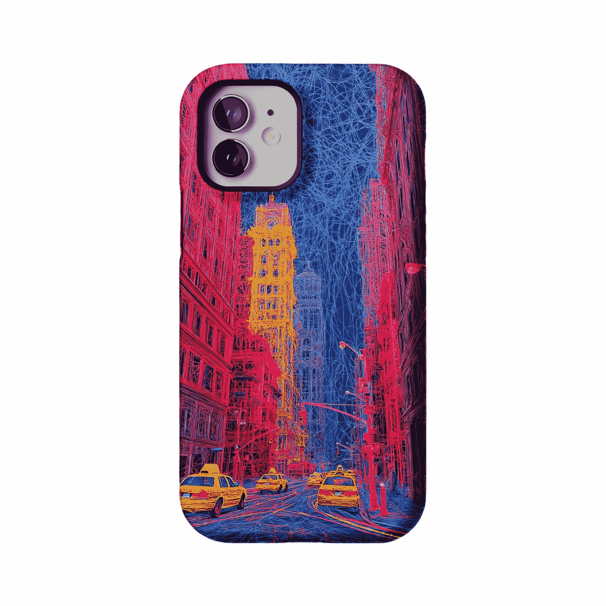 Red Blue Neon Line New York City Shockproof Anti-slip iPhone Case