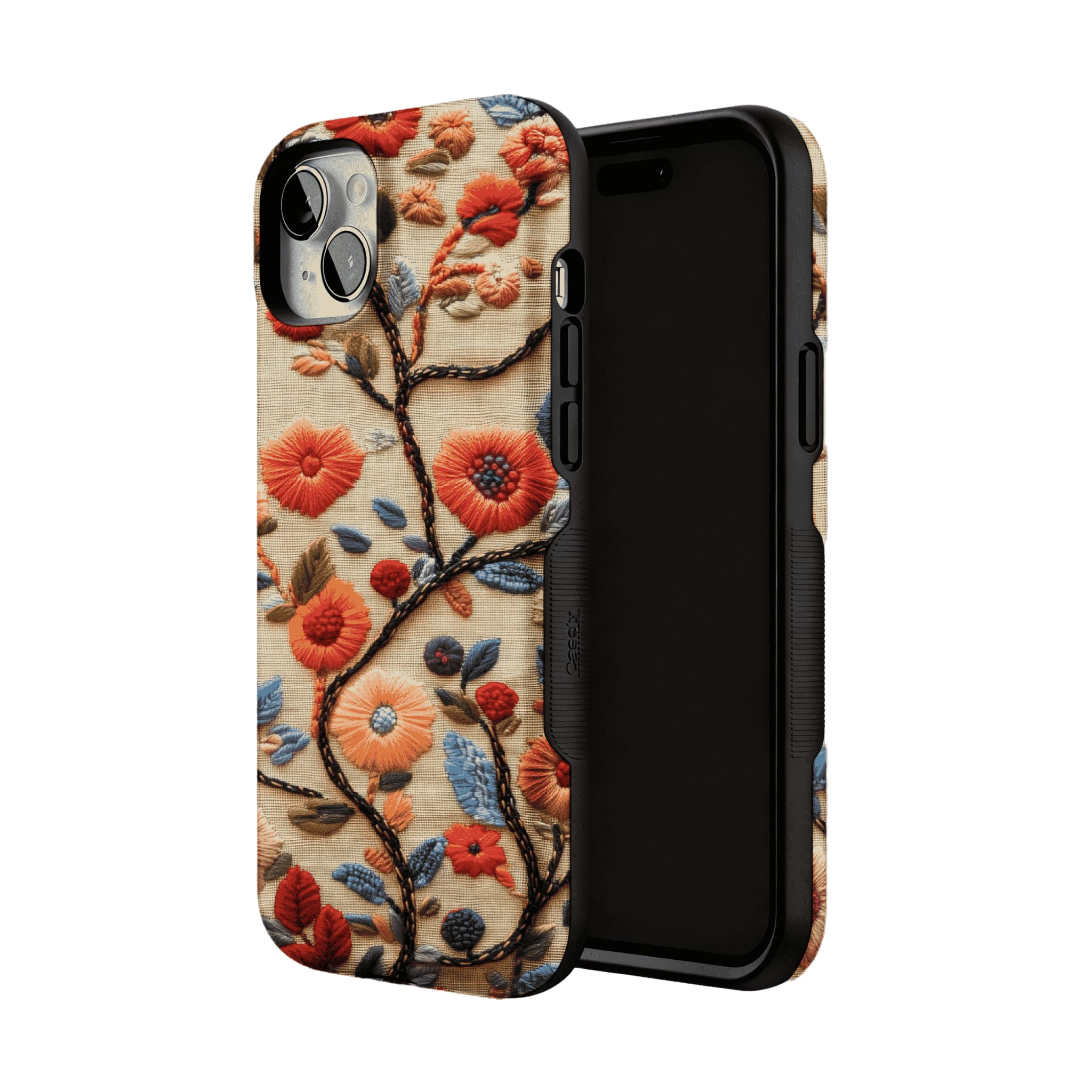 Retro Embroidery Colorful Flower Phone Case, Shockproof Anti-slip iPhone Cover