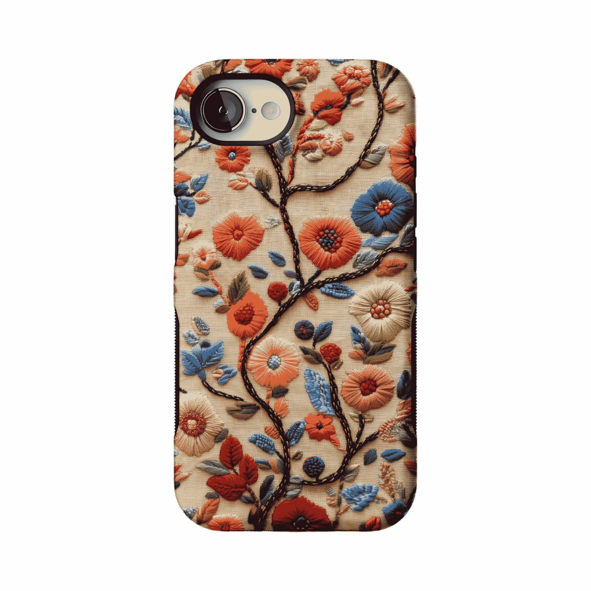 Retro Embroidery Colorful Flower Phone Case, Shockproof Anti-slip iPhone Cover