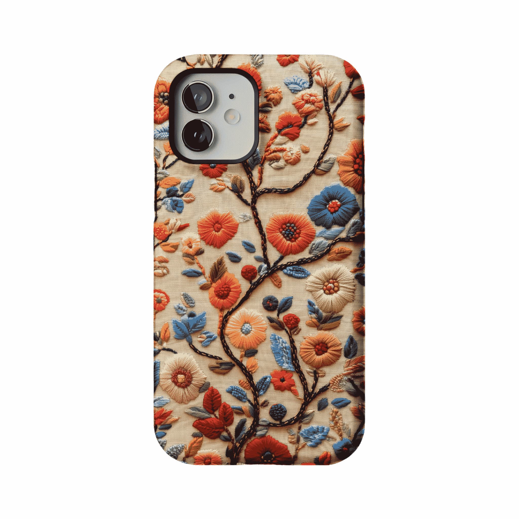 Retro Embroidery Colorful Flower Phone Case, Shockproof Anti-slip iPhone Cover