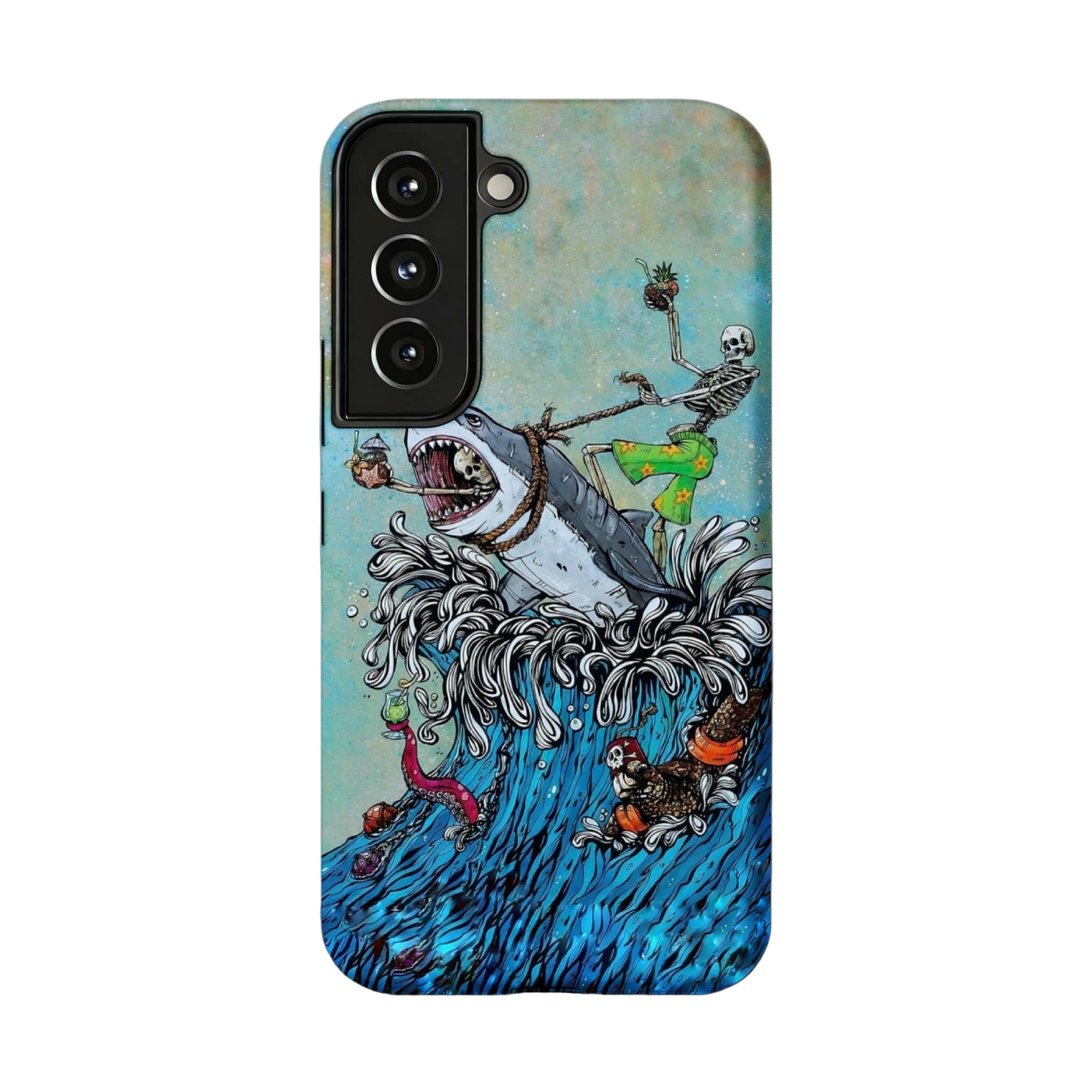 Skeleton Shark Tattoo Art Phone Case, Surf Punk Cover for iPhone