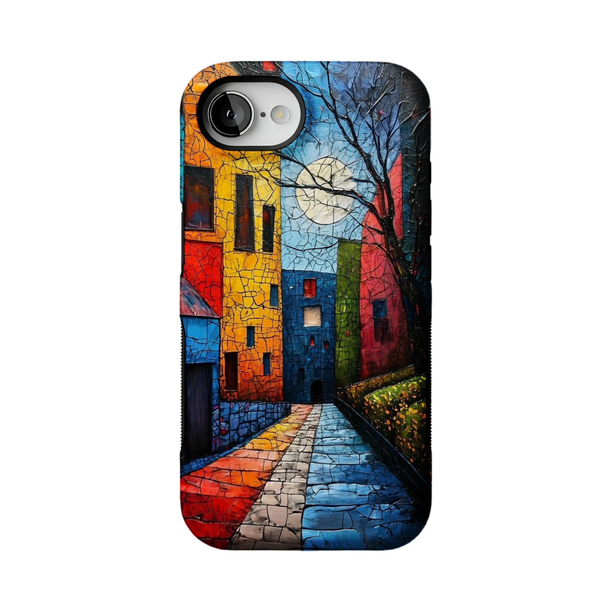Crackle Oil Painting Town Phone Case, Art Shockproof Cover for iPhone