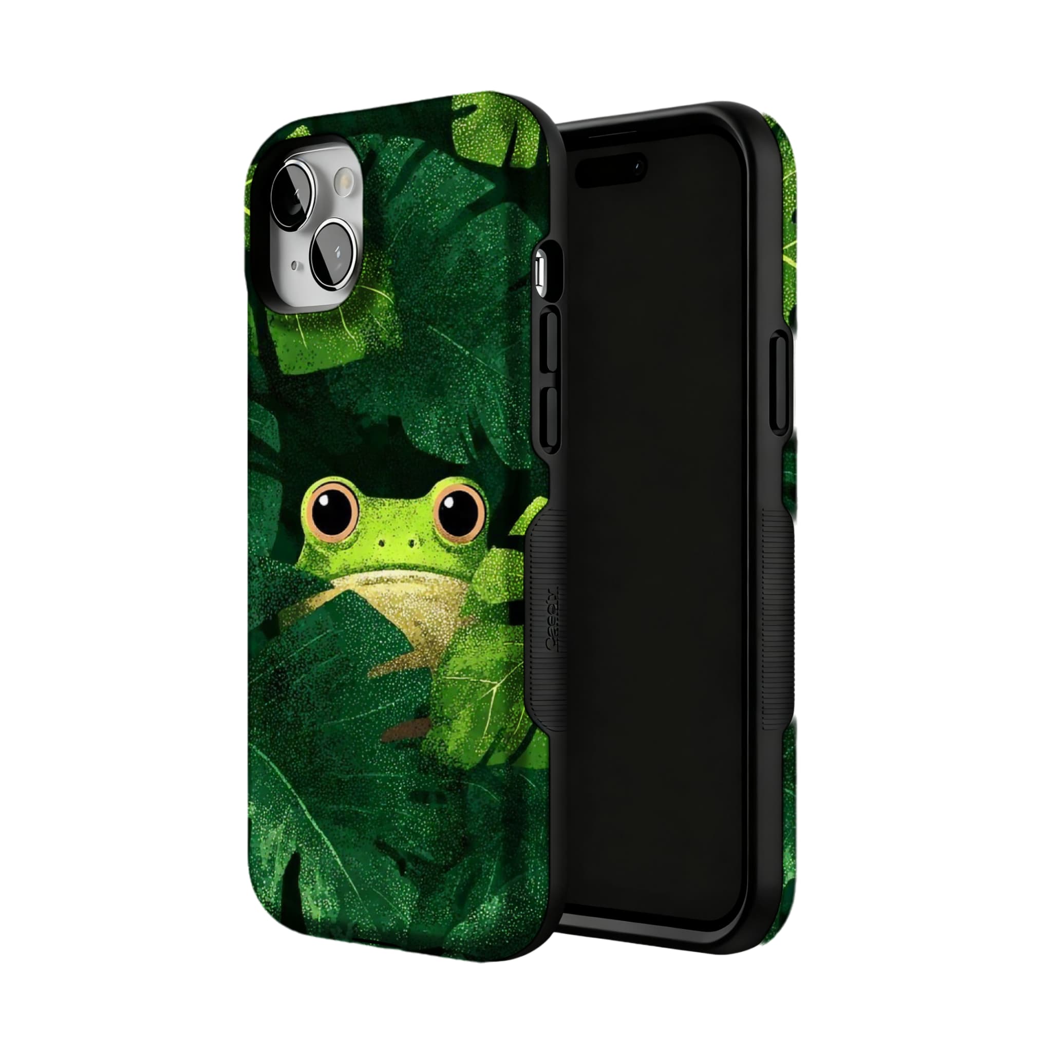 Cute Frog Monstera Tropical Phone Case | Aesthetic Jungle Shockproof Cover