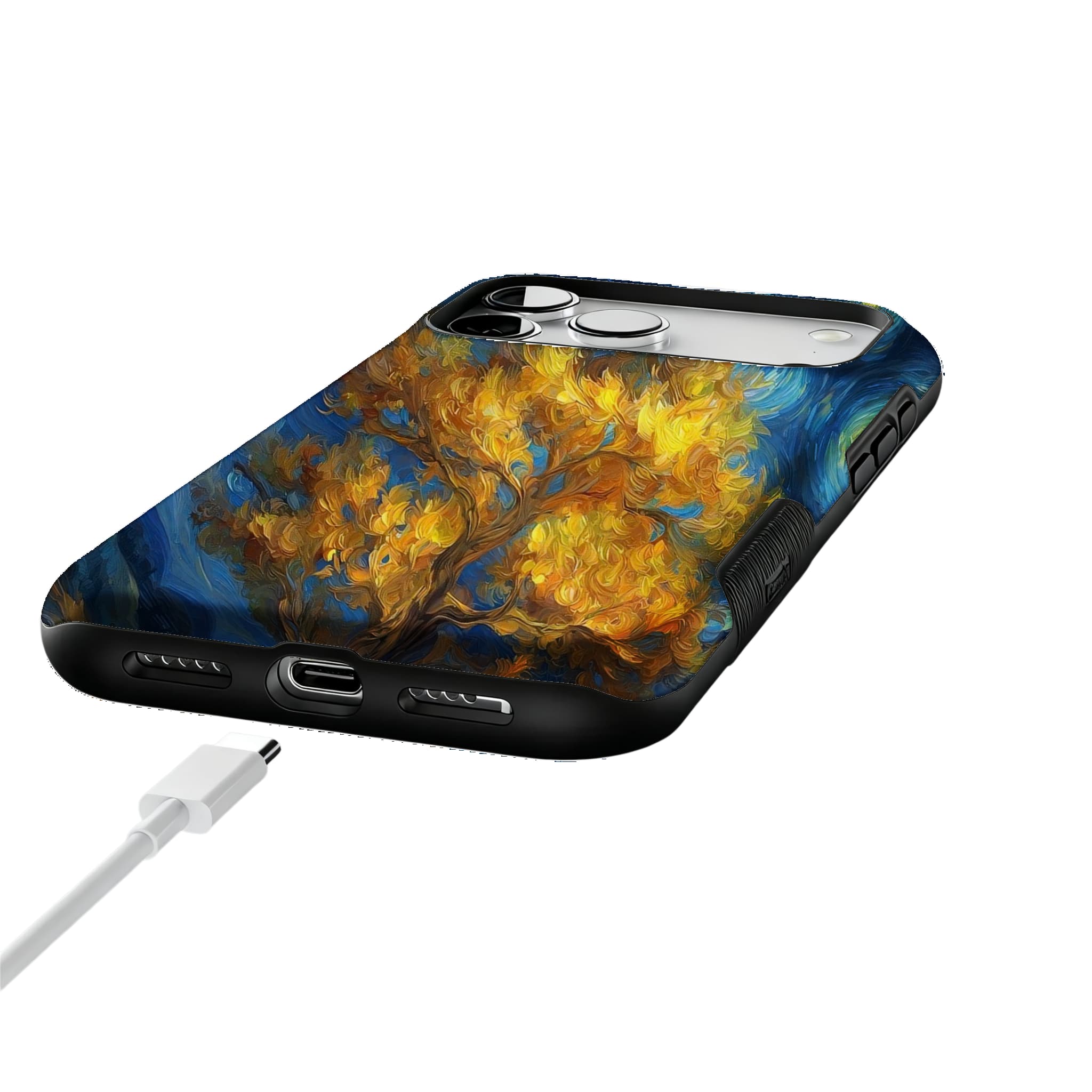 Van Gogh Swirl Starry Sky Golden Autumn Tree Oil Painting Shockproof iPhone Case