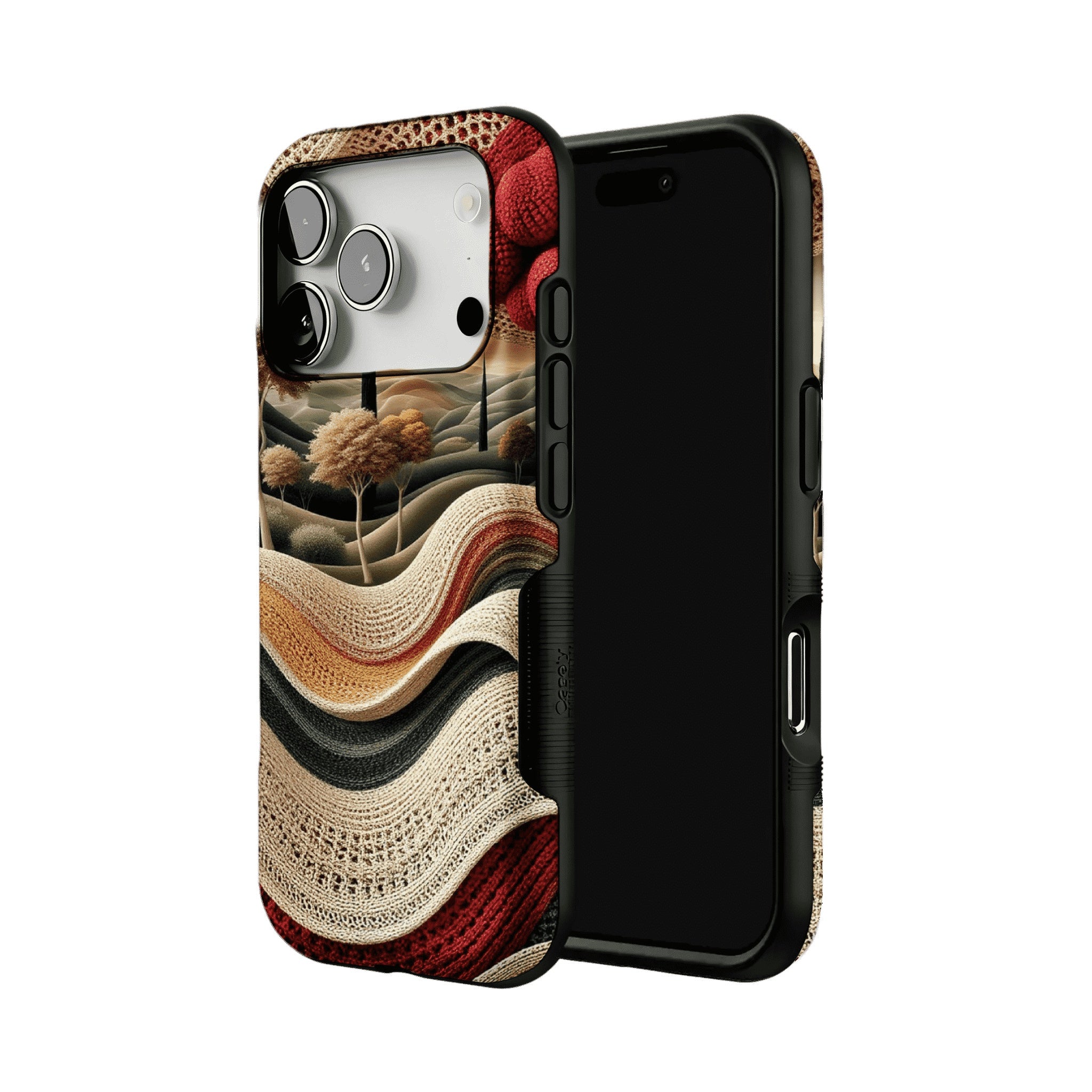 Vintage Crochet Knit Landscape Forest Nature Art iPhone Cover