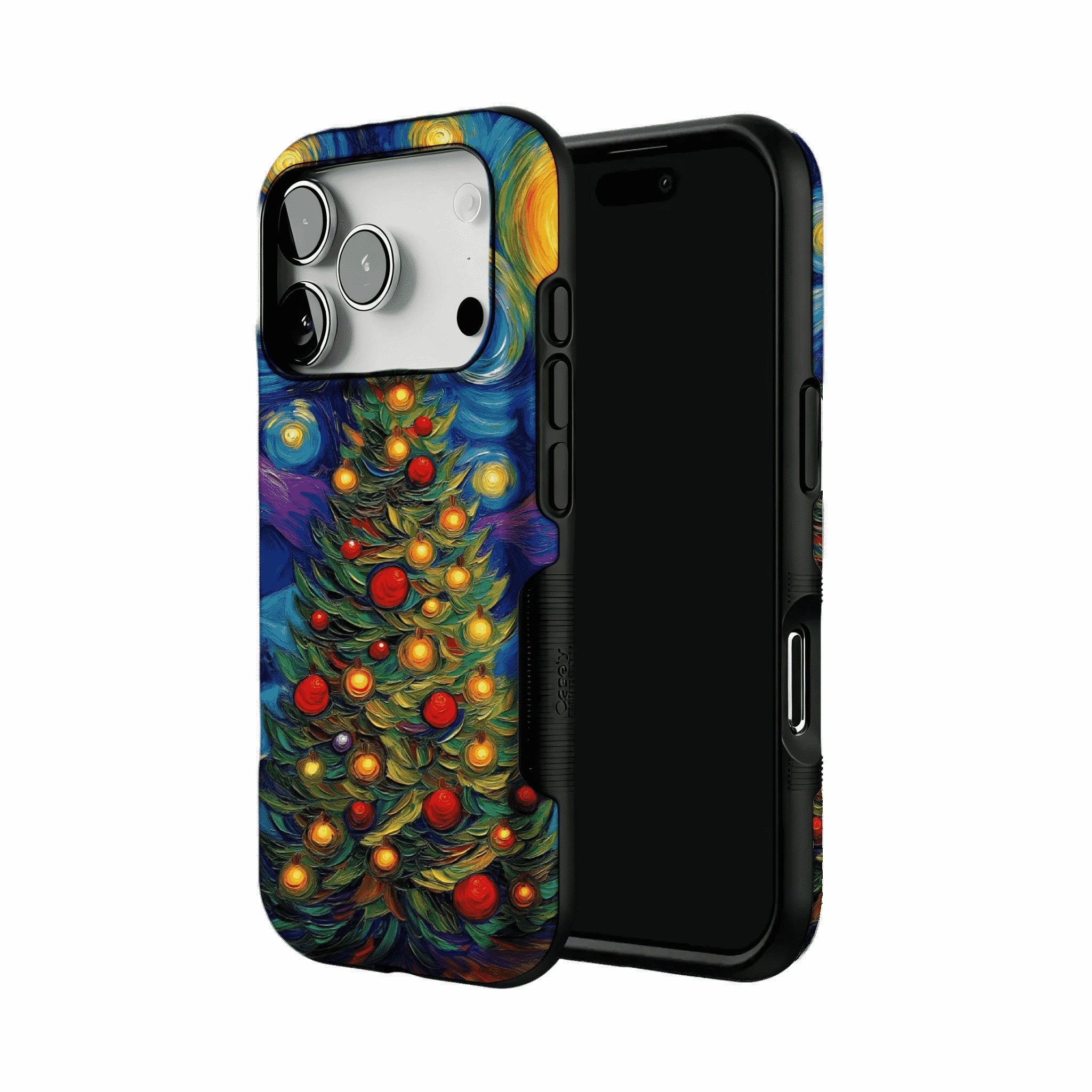 Starry Night Christmas Tree Oil Phone Case, Shockproof Anti-slip iPhone Cover