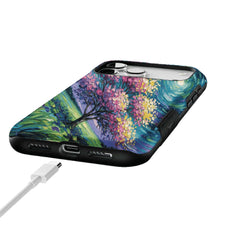 Starry Sky Pink Blossom Tree Phone Case, Shockproof Anti-slip iPhone Cover