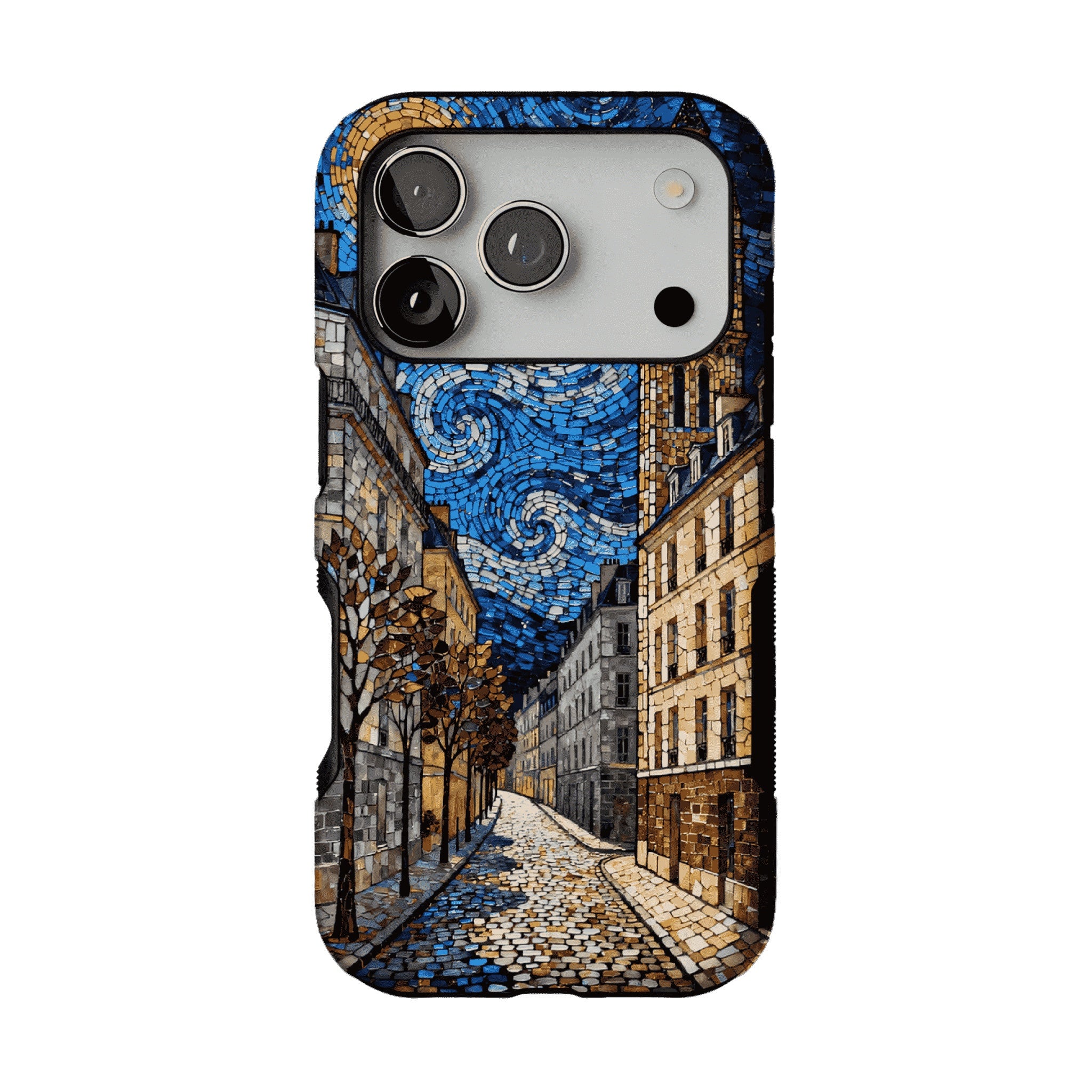 Vintage Paris Street Van Gogh Mosaic Phone Case, Shockproof iPhone Cover