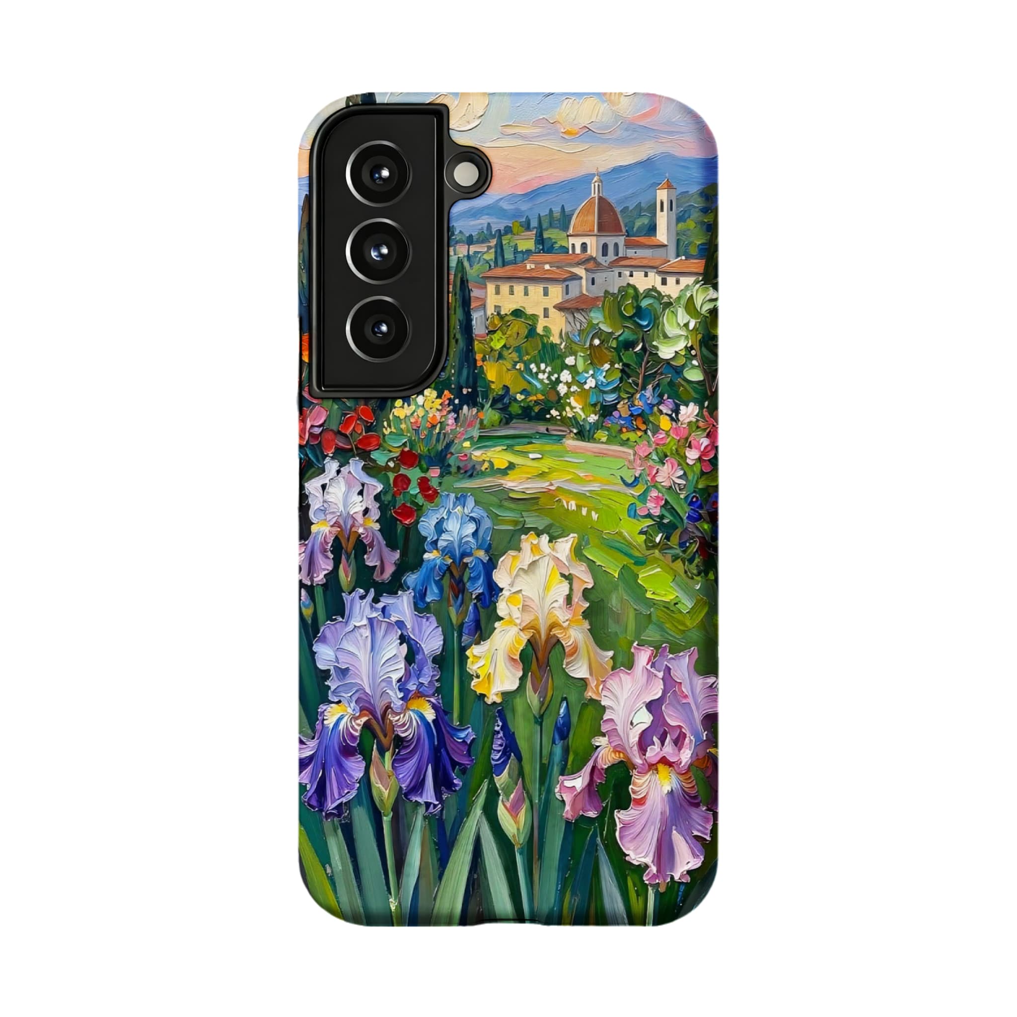 Iris Flower Garden Impasto Oil Painting Phone Case | Artistic Floral Shockproof Cover