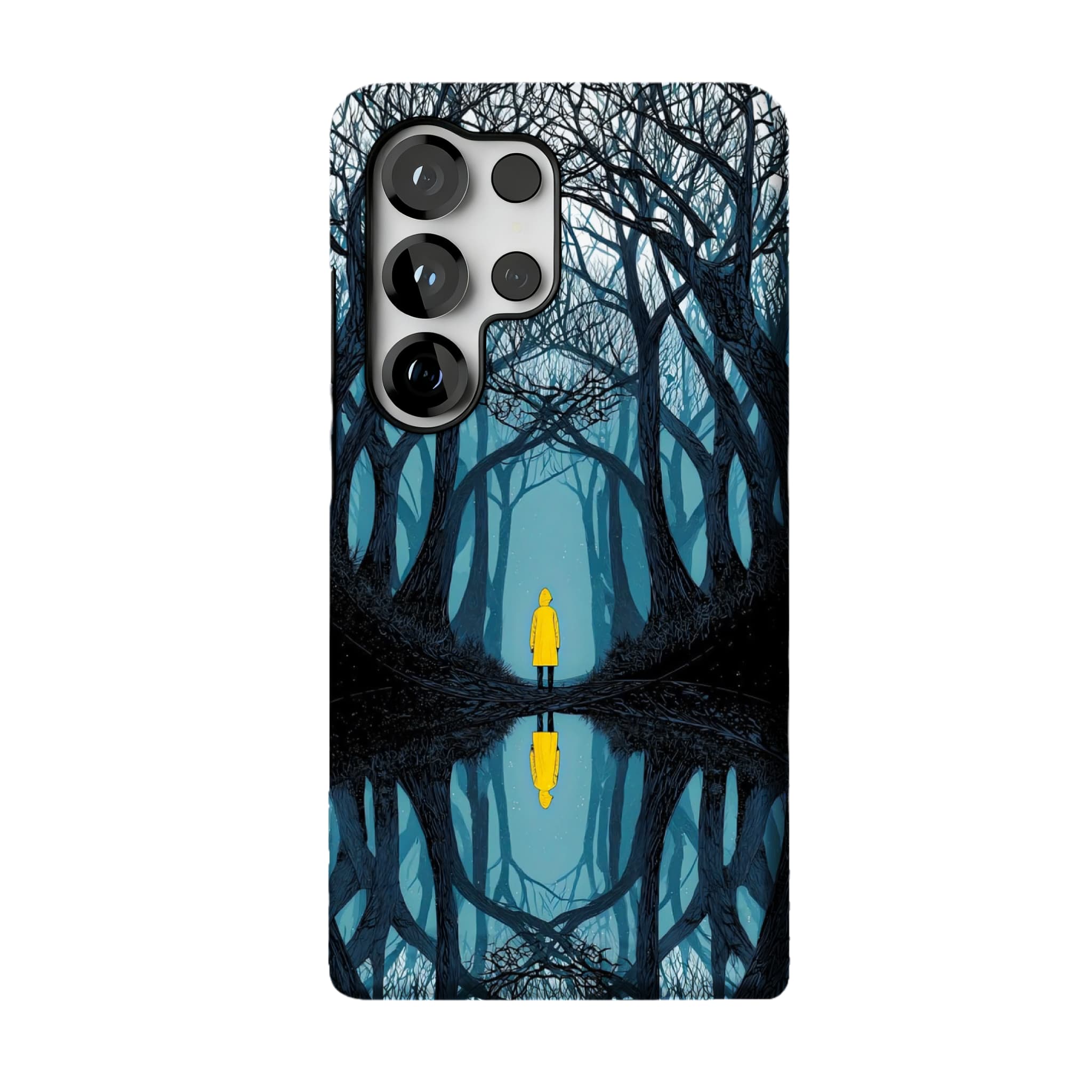 Dark Fairy Tale Forest Phone Case | Symmetric Yellow Raincoat Kid Shockproof Cover