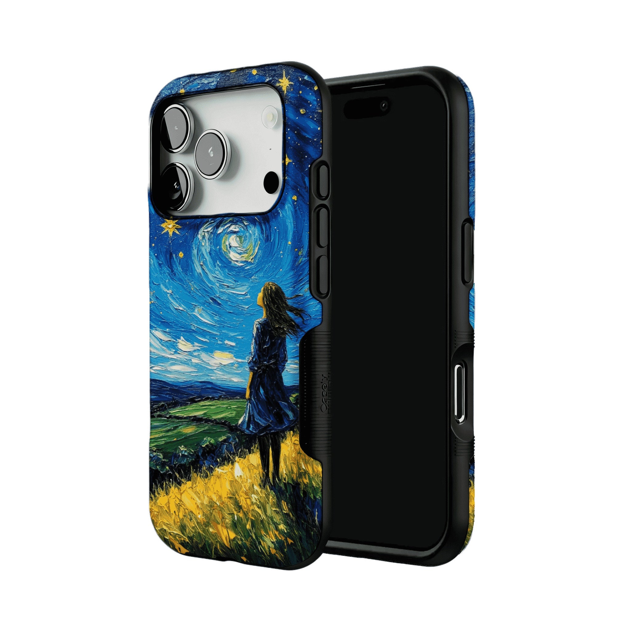 Starry Sky Field Girl Oil Phone Case, Shockproof Anti-slip iPhone Cover