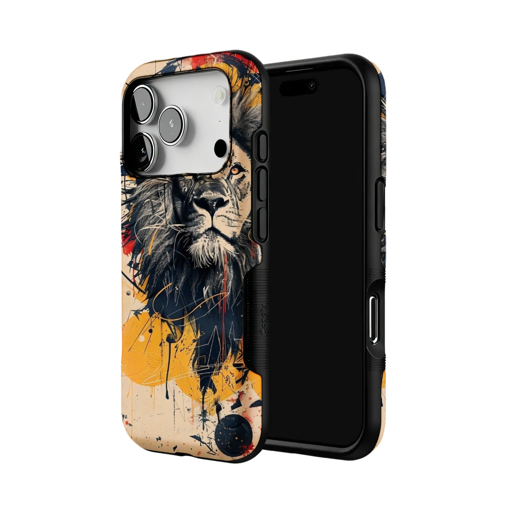 Graffiti Splash Ink Sketch Lion Head Street Art Shockproof iPhone Case
