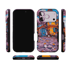 Cartoon Cottage Purple Flower Farm Art Shockproof iPhone Case