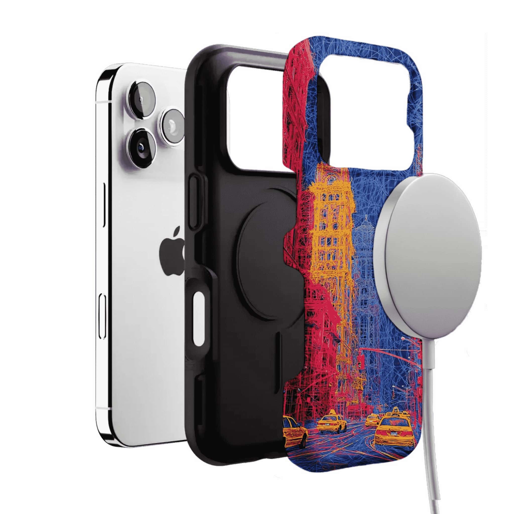 Red Blue Neon Line New York City Shockproof Anti-slip iPhone Case
