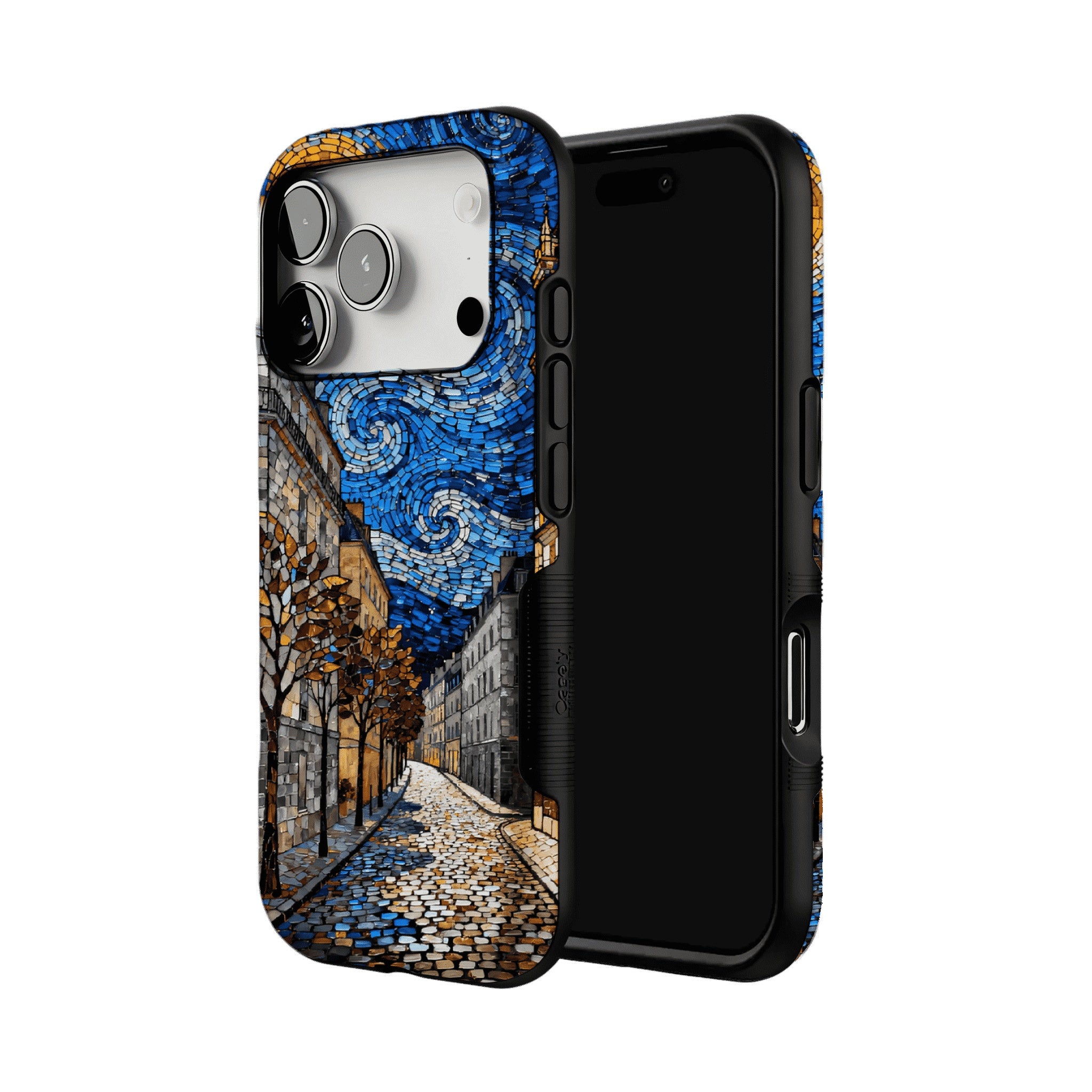 Vintage Paris Street Van Gogh Mosaic Phone Case, Shockproof iPhone Cover