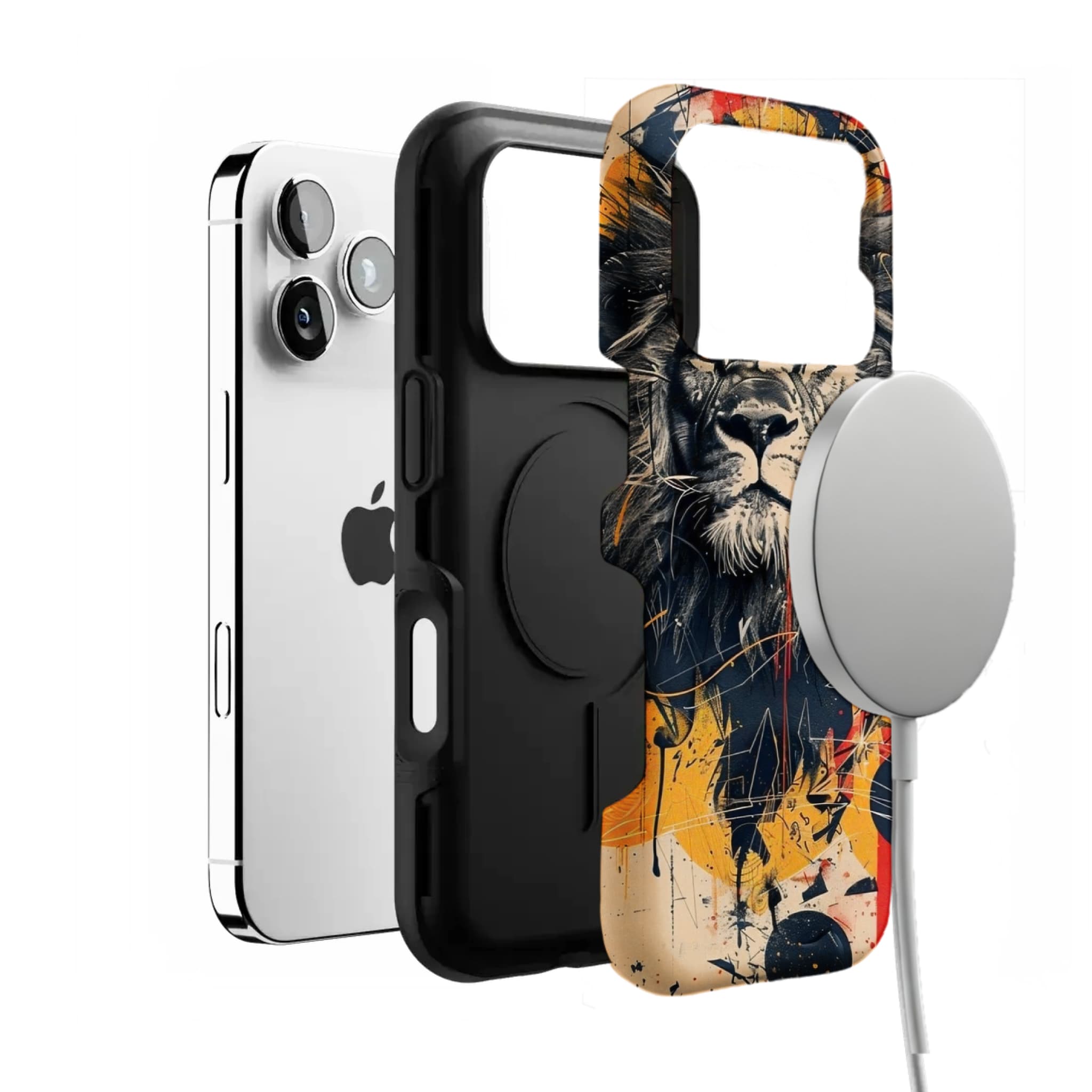 Graffiti Splash Ink Sketch Lion Head Street Art Shockproof iPhone Case