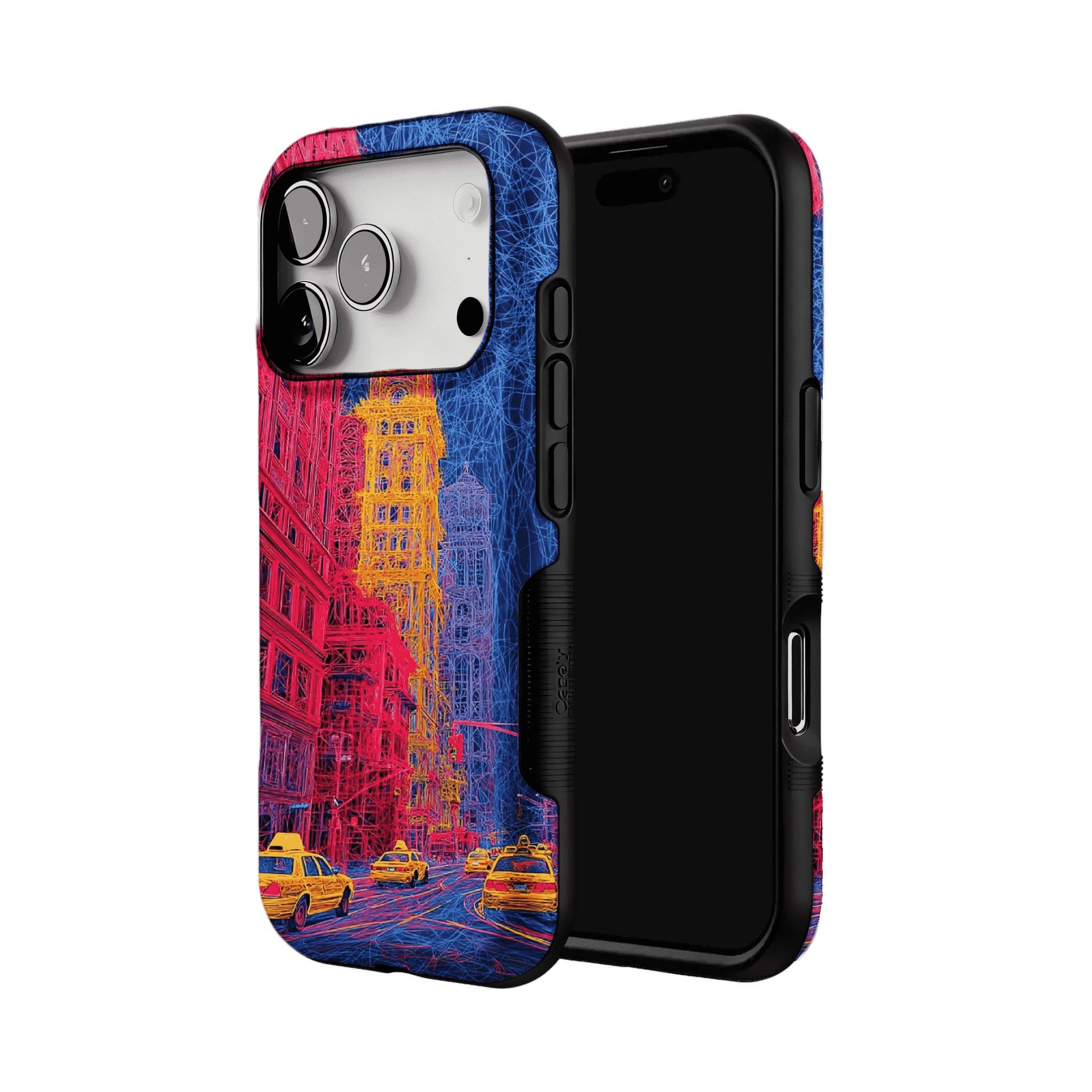 Red Blue Neon Line New York City Shockproof Anti-slip iPhone Case