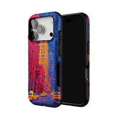 Red Blue Neon Line New York City Shockproof Anti-slip iPhone Case