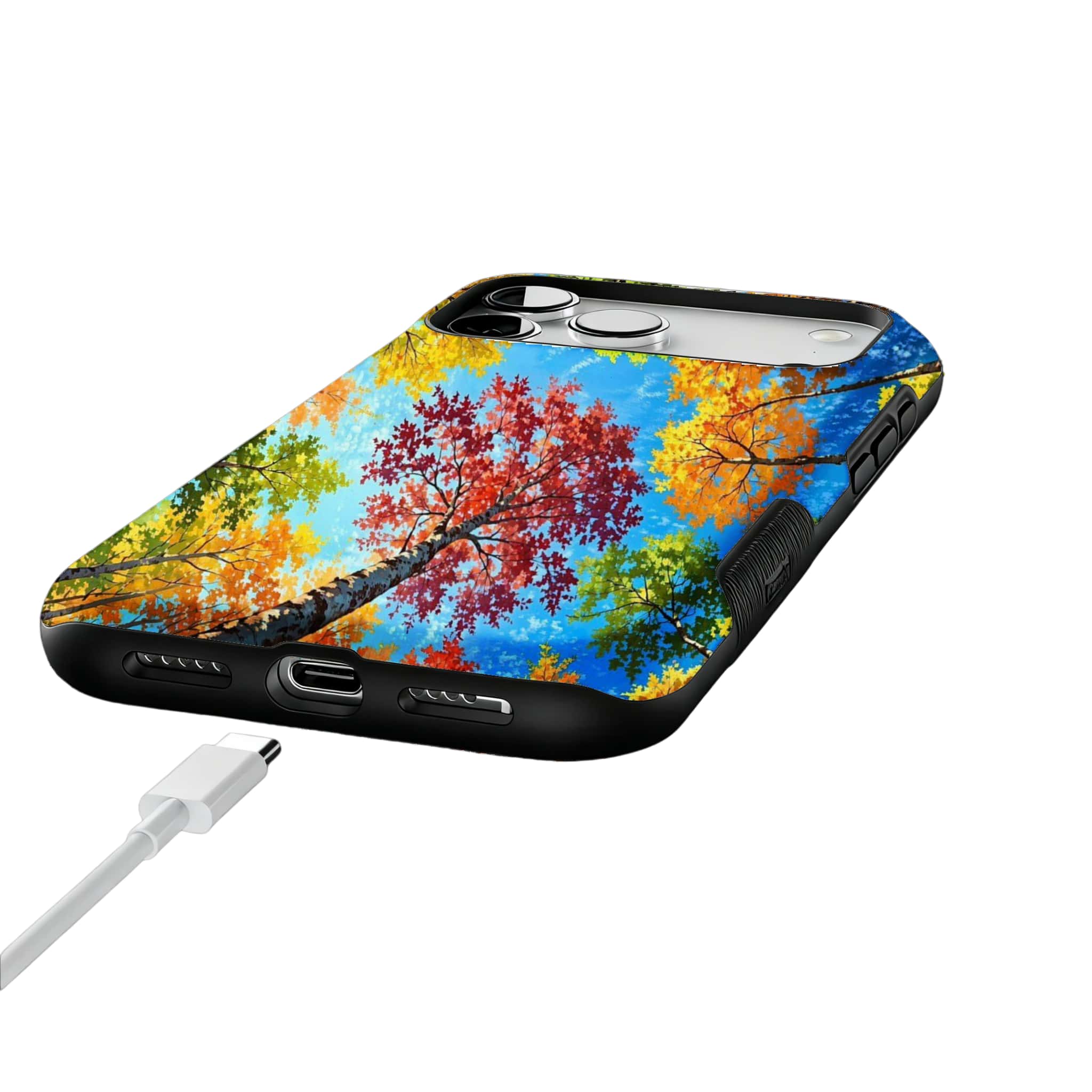 Bright Fall Birch Grove Blue Sky Shockproof Anti-slip iPhone Case