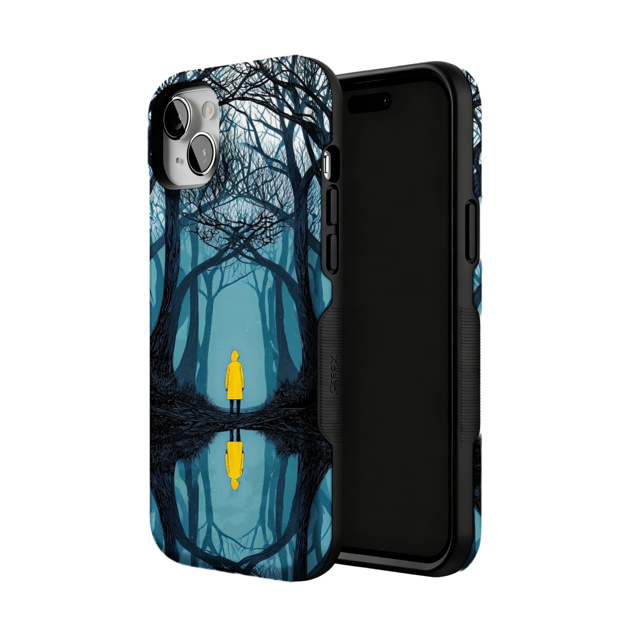 Dark Fairy Tale Forest Phone Case | Symmetric Yellow Raincoat Kid Shockproof Cover