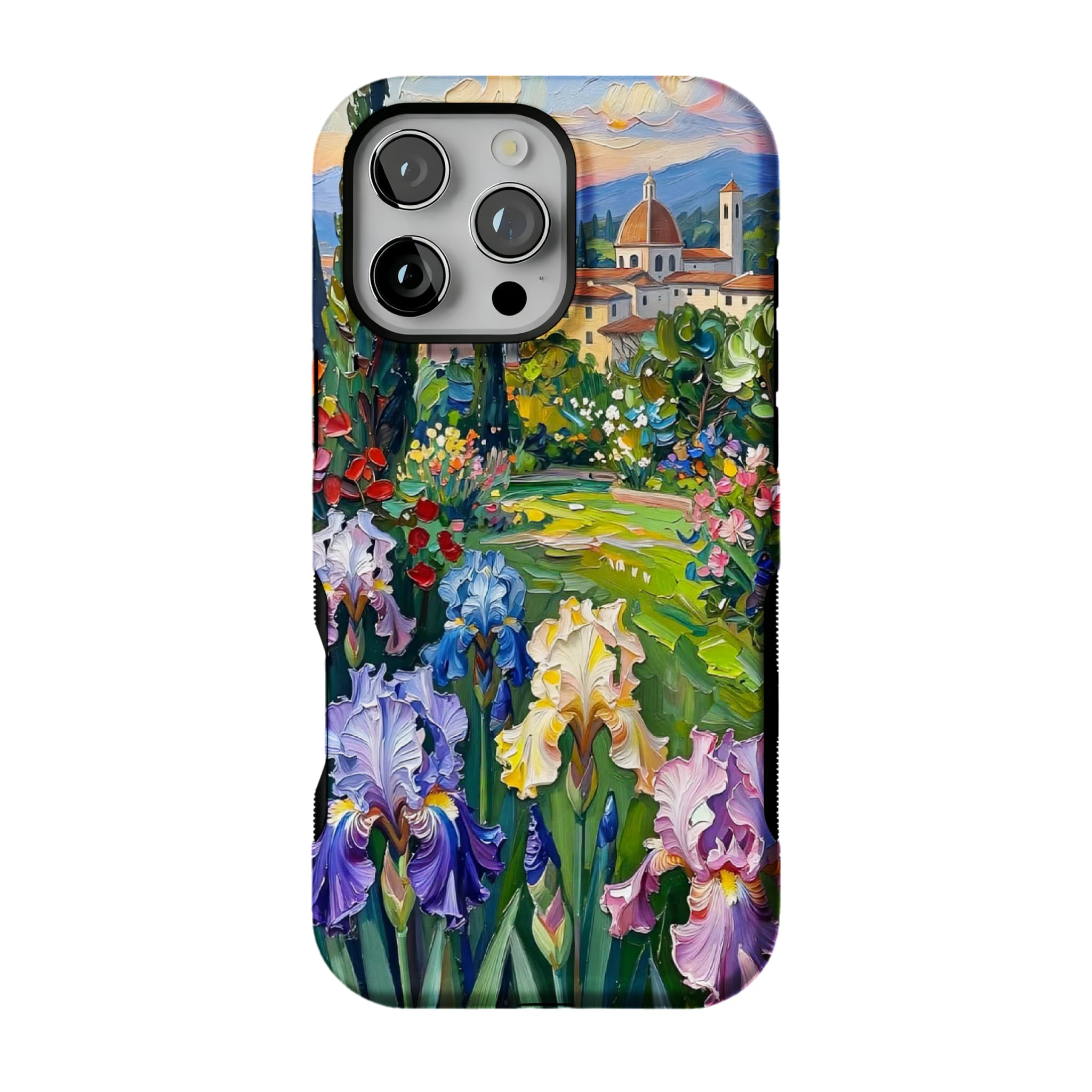 Iris Flower Garden Impasto Oil Painting Phone Case | Artistic Floral Shockproof Cover