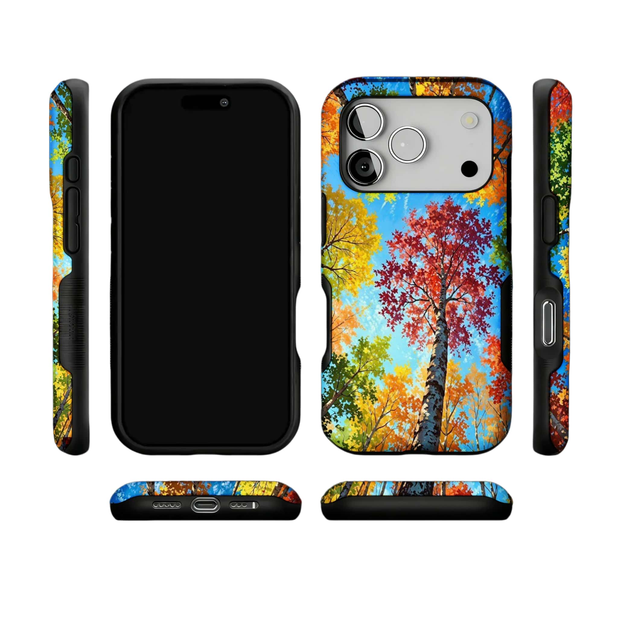 Bright Fall Birch Grove Blue Sky Shockproof Anti-slip iPhone Case