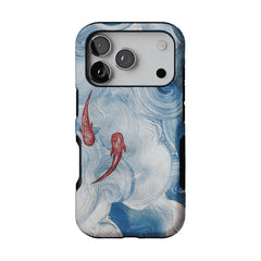 Vintage Lucky Koi Oil Painting Phone Case, Shockproof iPhone Cover